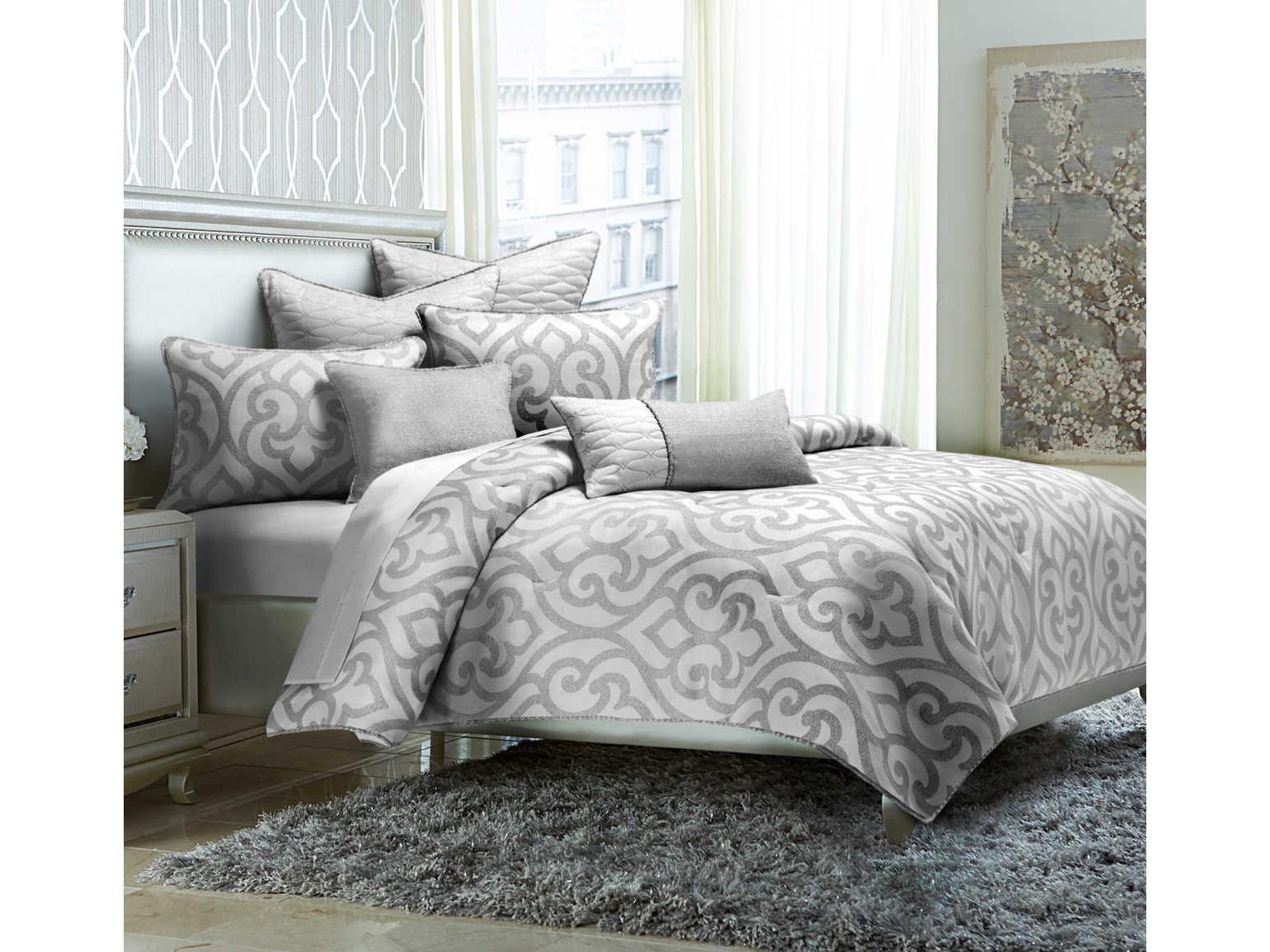 Michael Amini Canterbury Silver Eight-Piece King Comforter Set