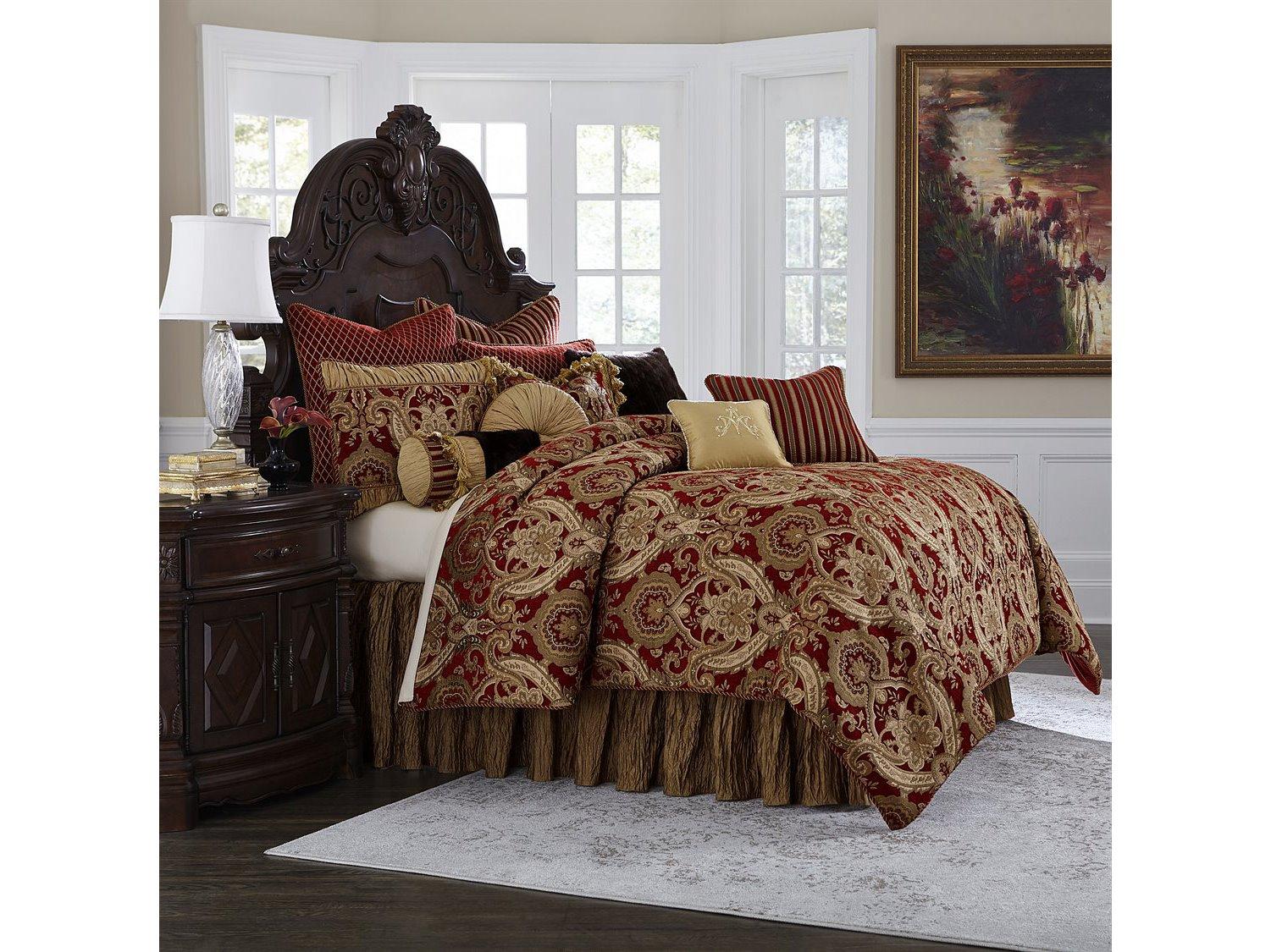 Michael Amini Bedding Lafayette 13-Piece King Comforter Set - Red