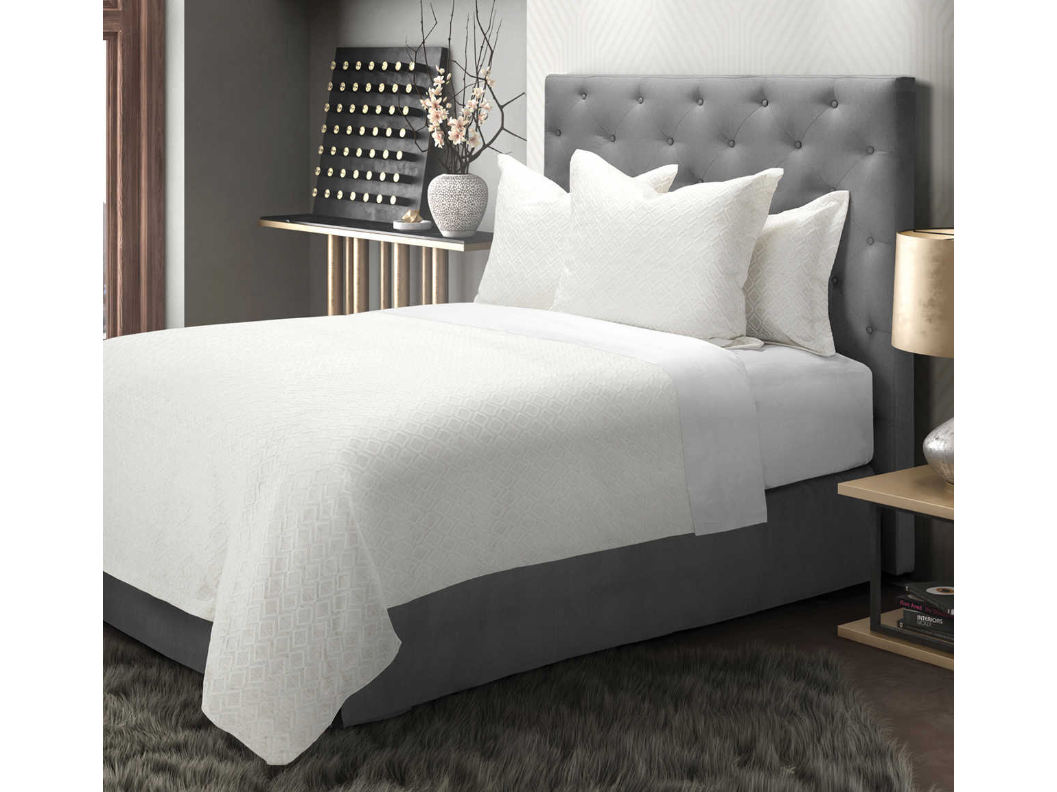 Michael Amini Kristel Natural Five-Piece Queen Duvet Set