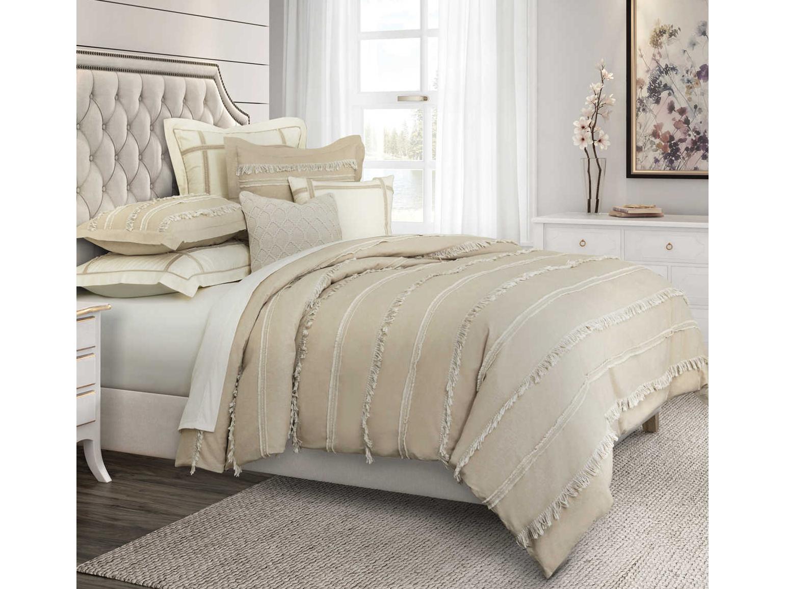 Michael Amini Country Lane Toast Seven-Piece Queen Duvet Set