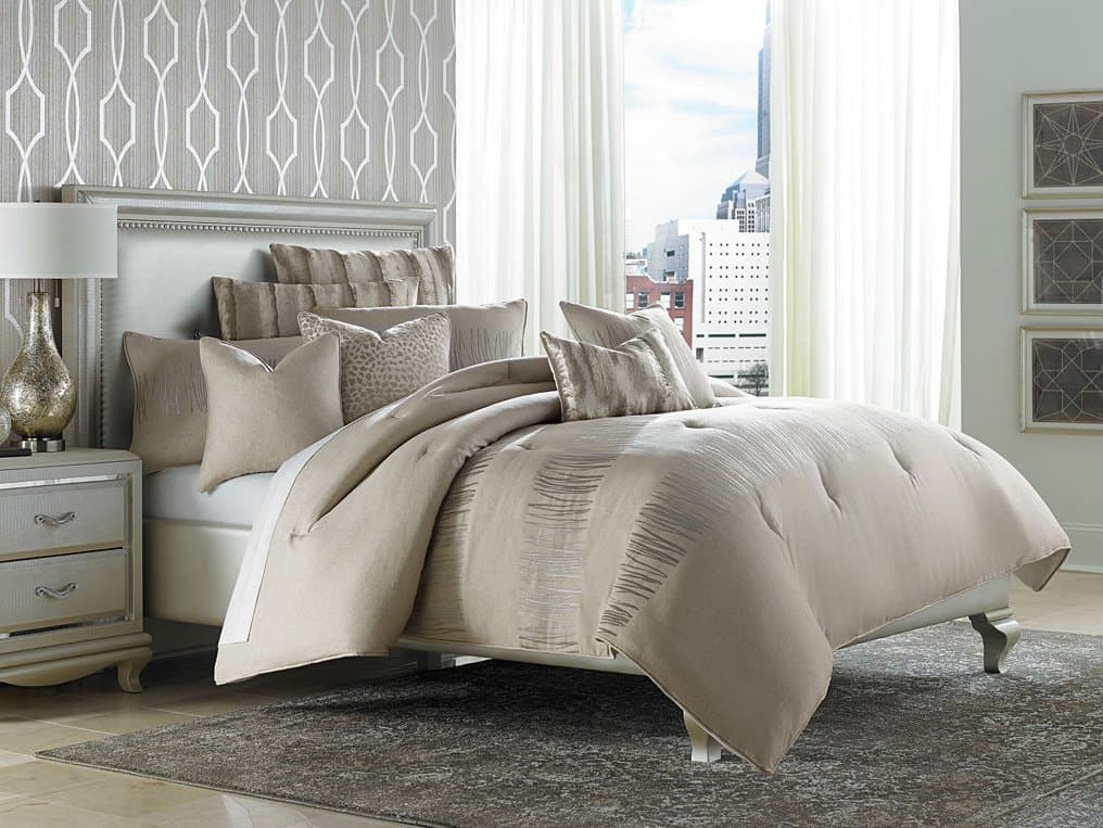 Michael Amini Bedding Captiva 9-Piece Queen Comforter Set - Neutral
