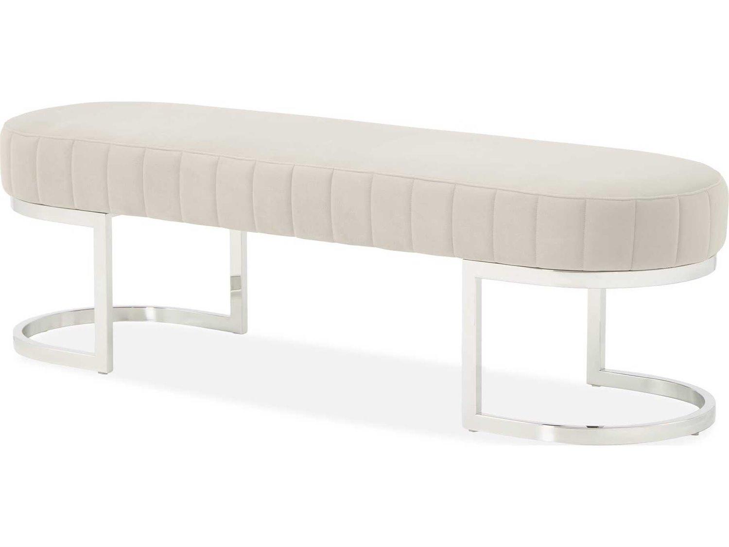 Michael Amini Signature Orchid Gray Velvet Upholstered Accent Bench