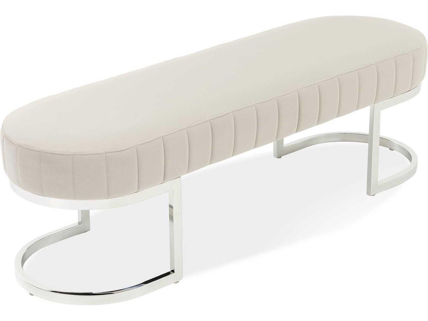 Michael Amini Signature Orchid Gray Velvet Upholstered Accent Bench
