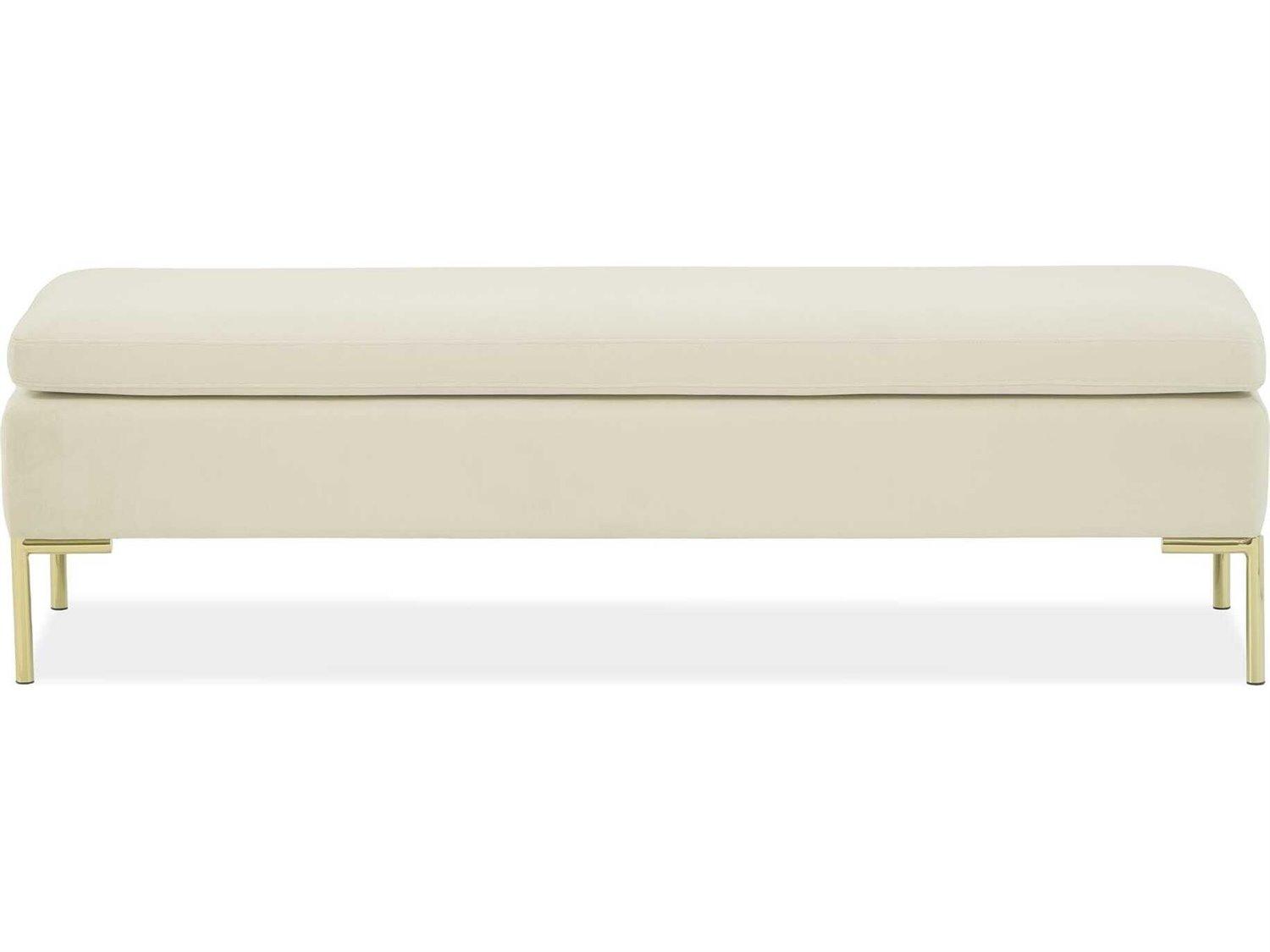 Michael Amini Signature Zennia Ivory White Velvet Upholstered Accent Bench