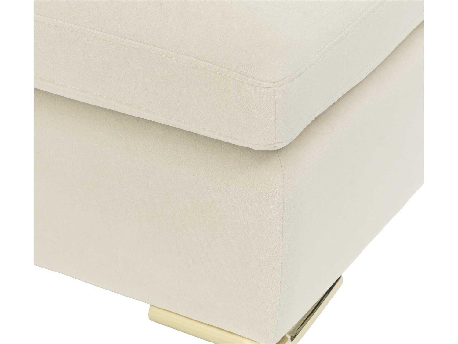 Michael Amini Signature Zennia Ivory White Velvet Upholstered Accent Bench
