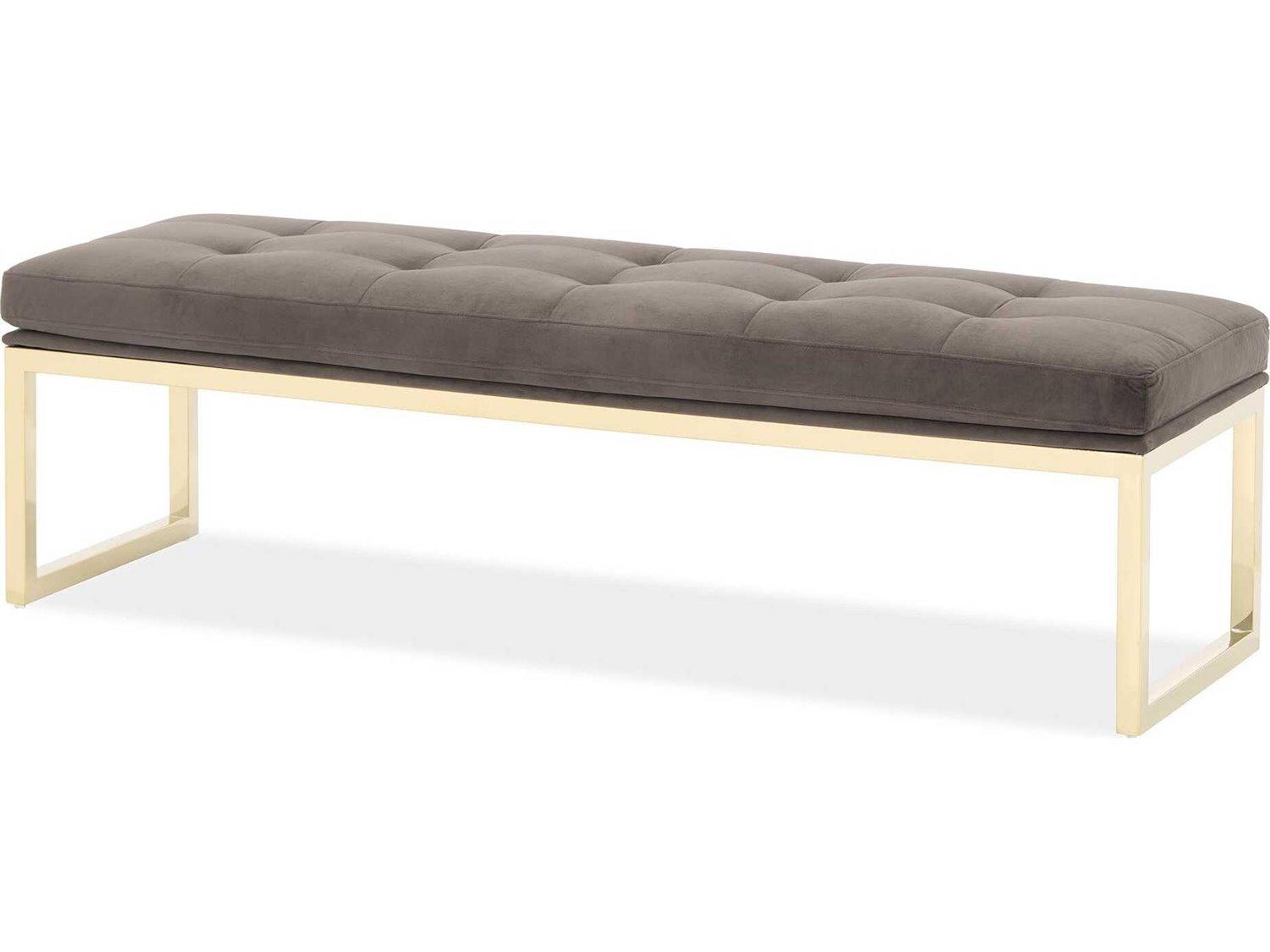 Michael Amini Signature Dahlia Chocolate Brown Velvet Upholstered Accent Bench