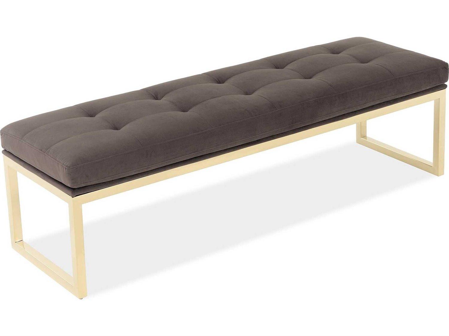 Michael Amini Signature Dahlia Chocolate Brown Velvet Upholstered Accent Bench