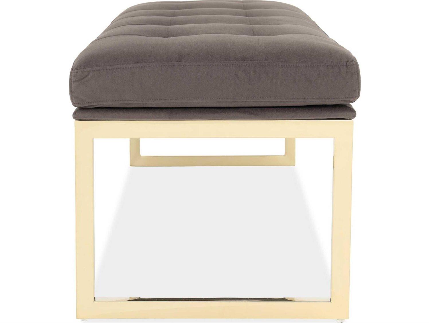 Michael Amini Signature Dahlia Chocolate Brown Velvet Upholstered Accent Bench