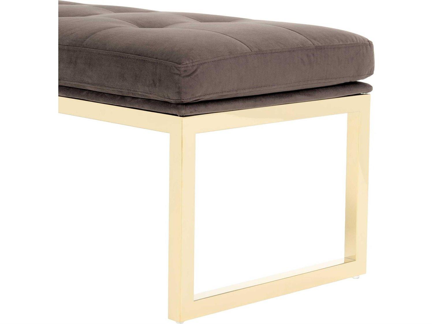 Michael Amini Signature Dahlia Chocolate Brown Velvet Upholstered Accent Bench