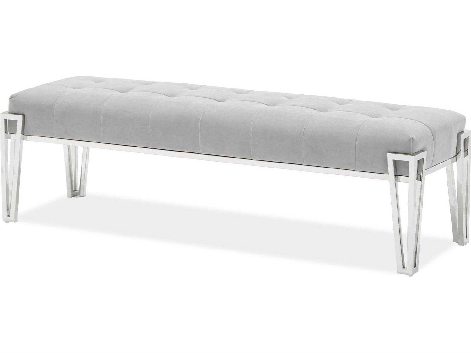 Michael Amini Signature Rose Gray Velvet Upholstered Accent Bench