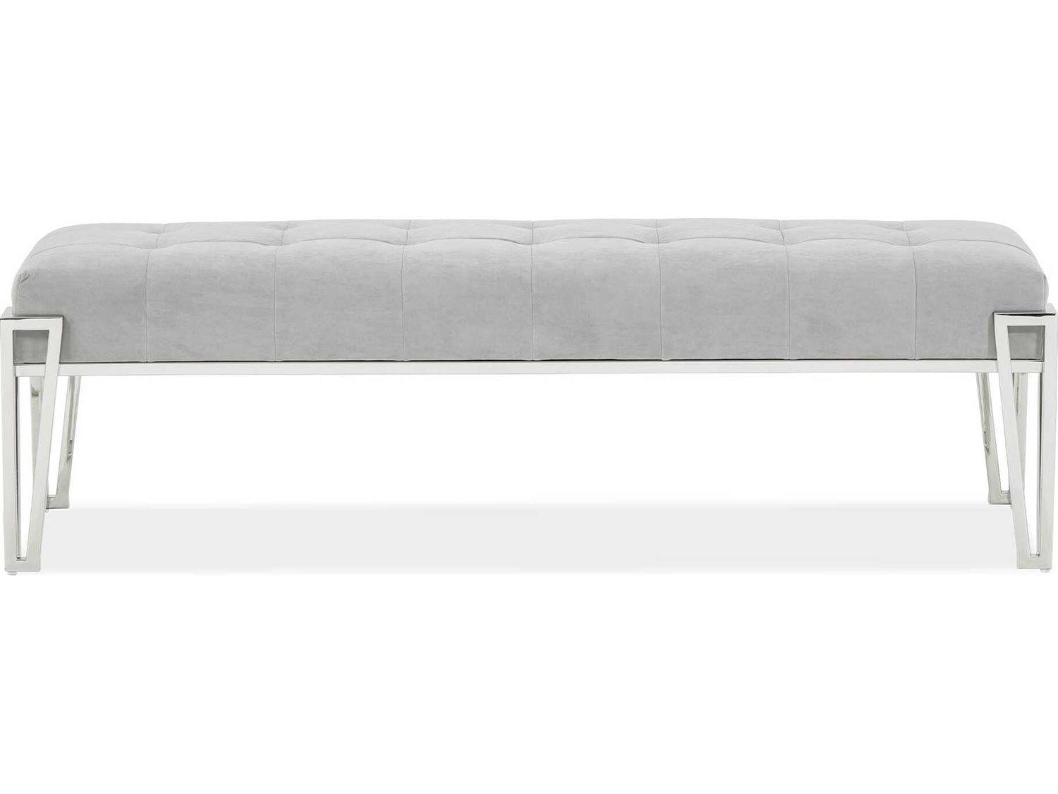 Michael Amini Signature Rose Gray Velvet Upholstered Accent Bench