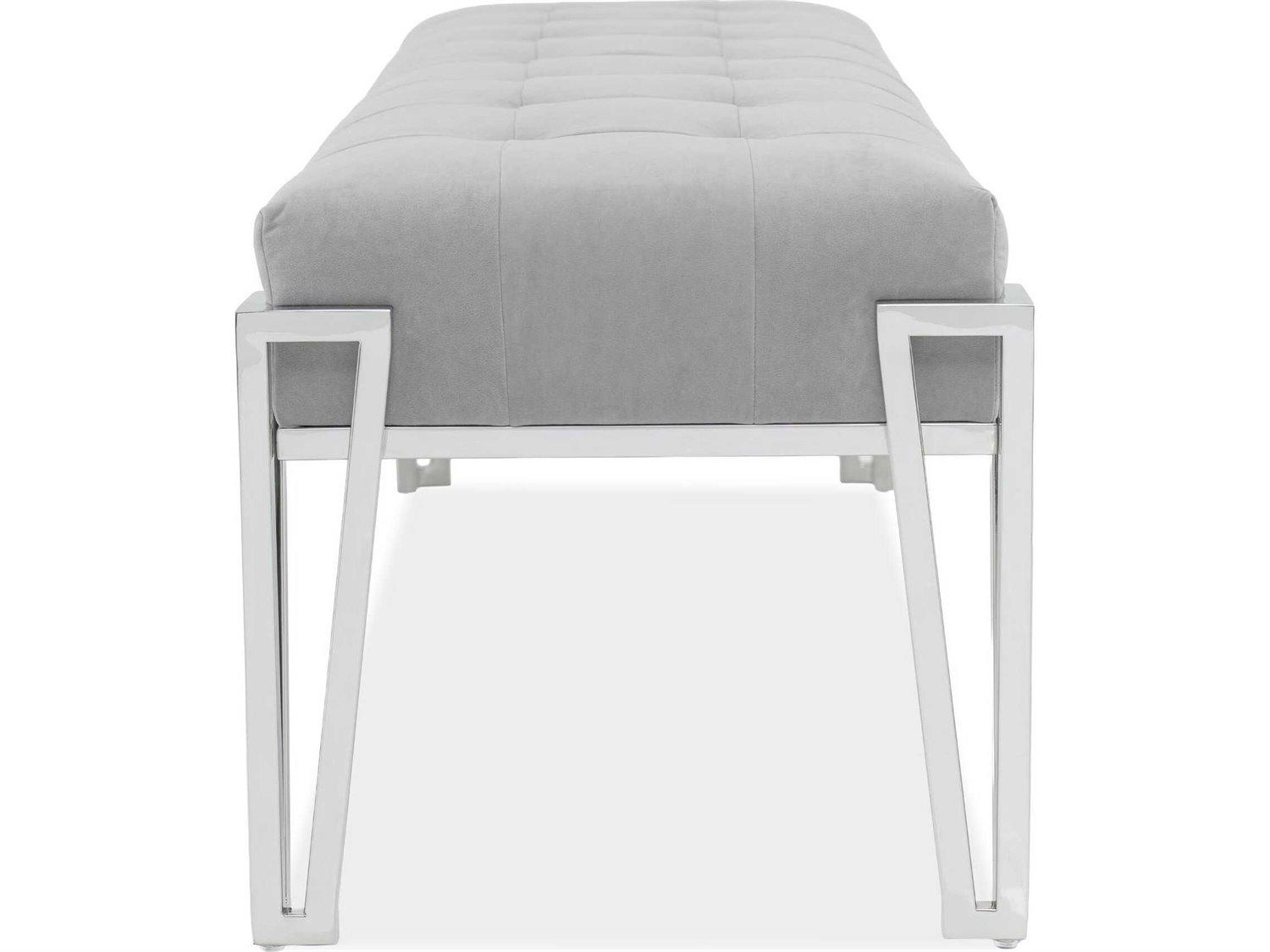 Michael Amini Signature Rose Gray Velvet Upholstered Accent Bench