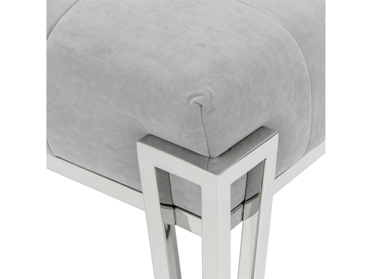 Michael Amini Signature Rose Gray Velvet Upholstered Accent Bench