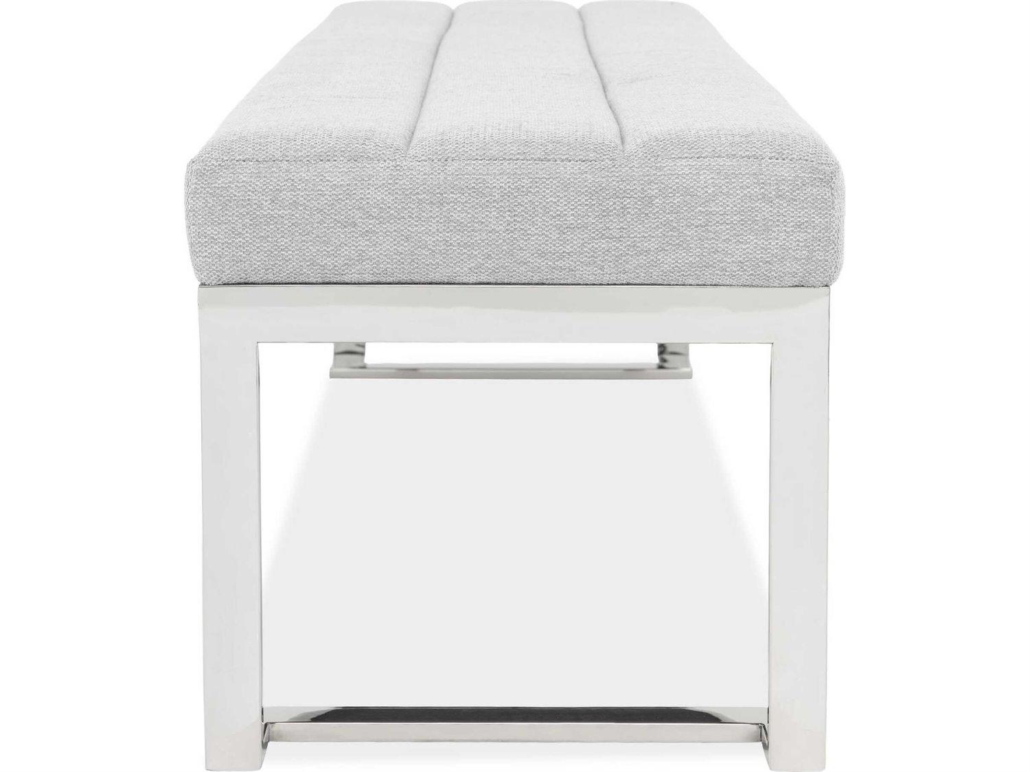 Michael Amini Signature Tulip Gray Upholstered Accent Bench