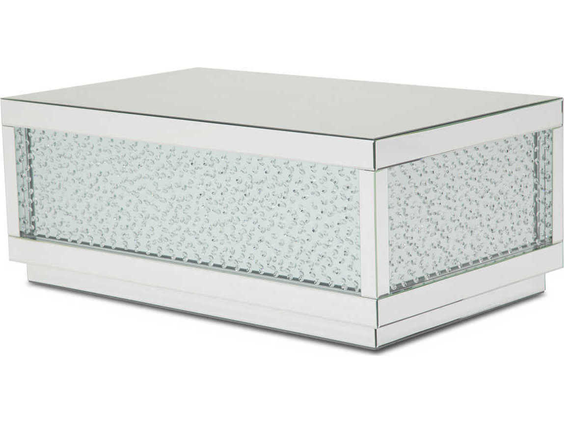Michael Amini Montreal Rectangular Silver Mirrored Cocktail Table