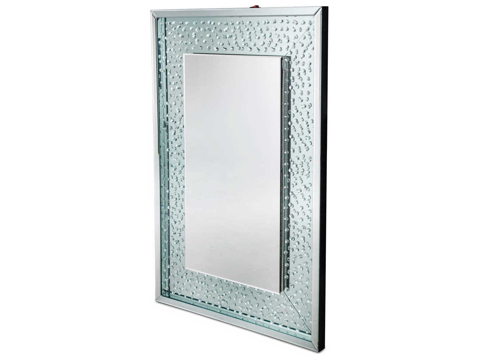 Michael Amini Crystal Montreal Rectangular Wall Mirror with LED Light