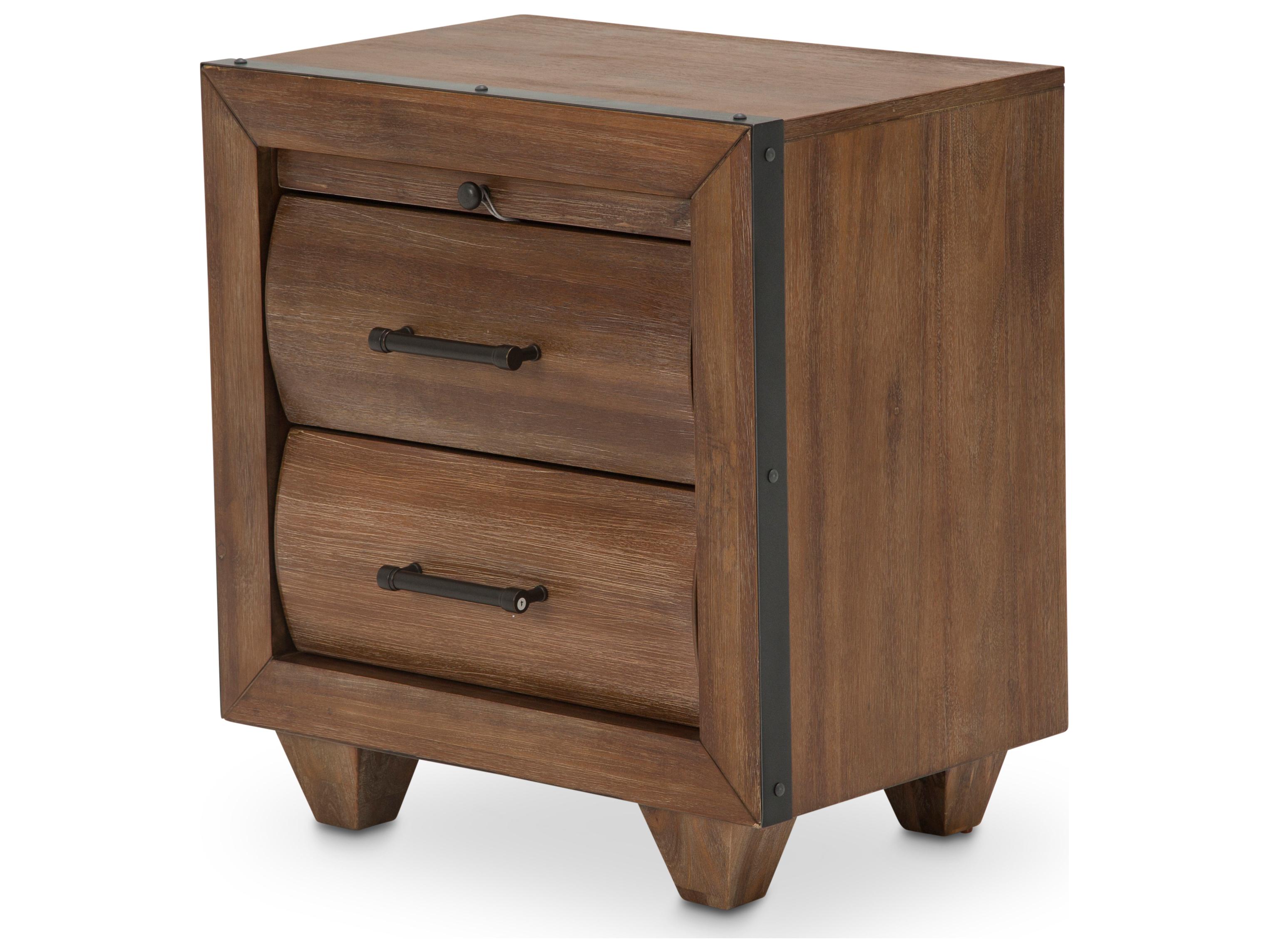 Michael Amini Brooklyn Walk 2-Drawers Brown Nightstand