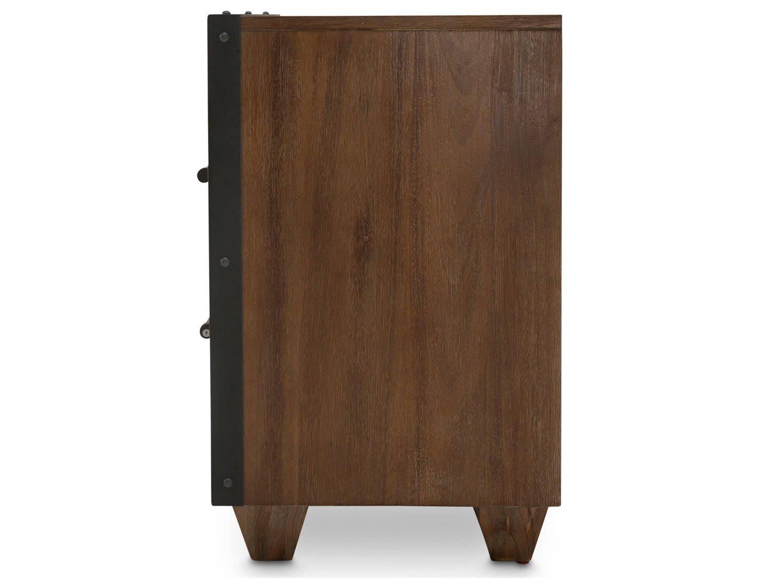 Michael Amini Brooklyn Walk 2-Drawers Brown Acacia Wood Nightstand