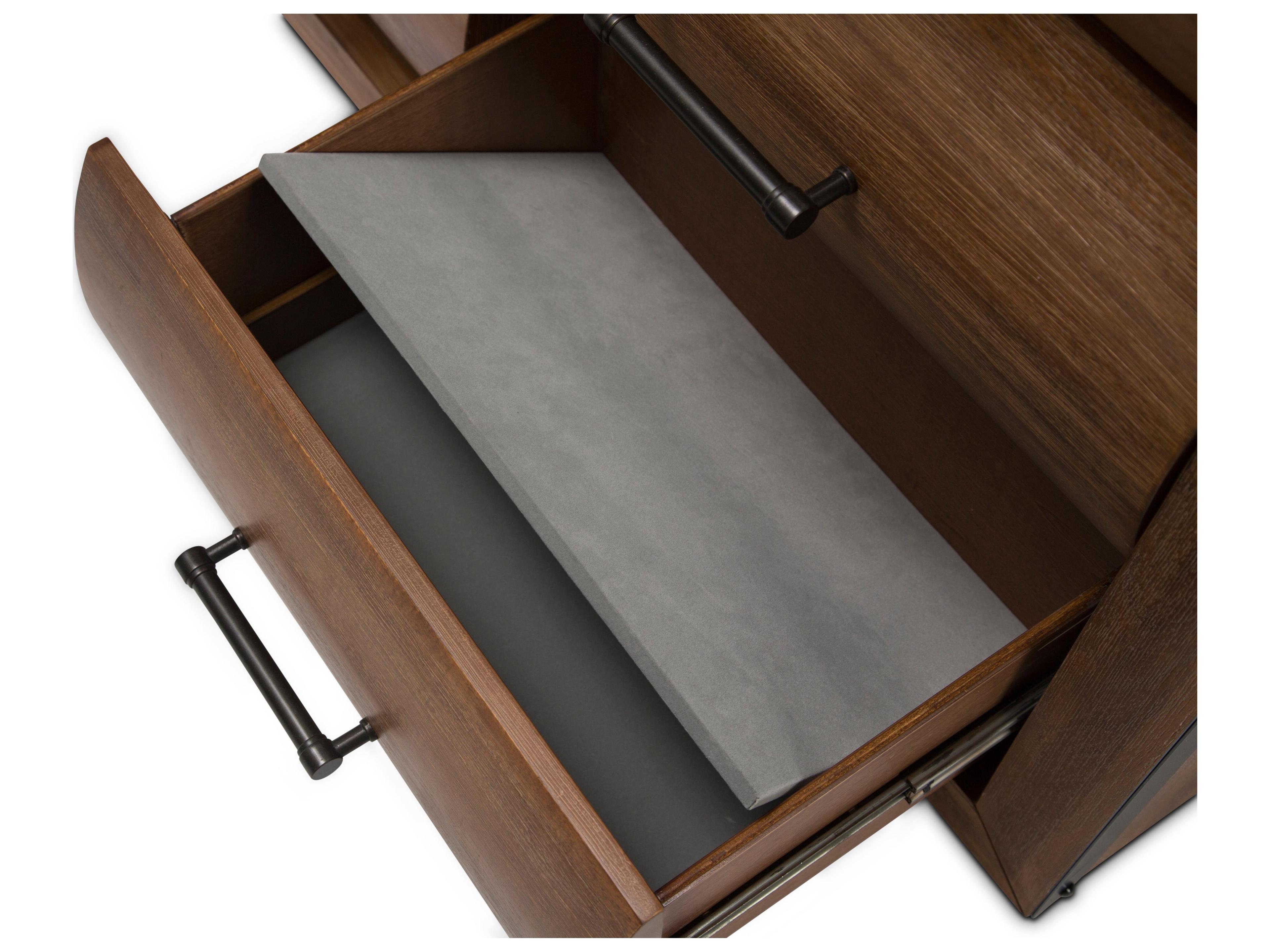 Michael Amini Brooklyn Walk Brown Acacia Wood Dresser and Mirror Set