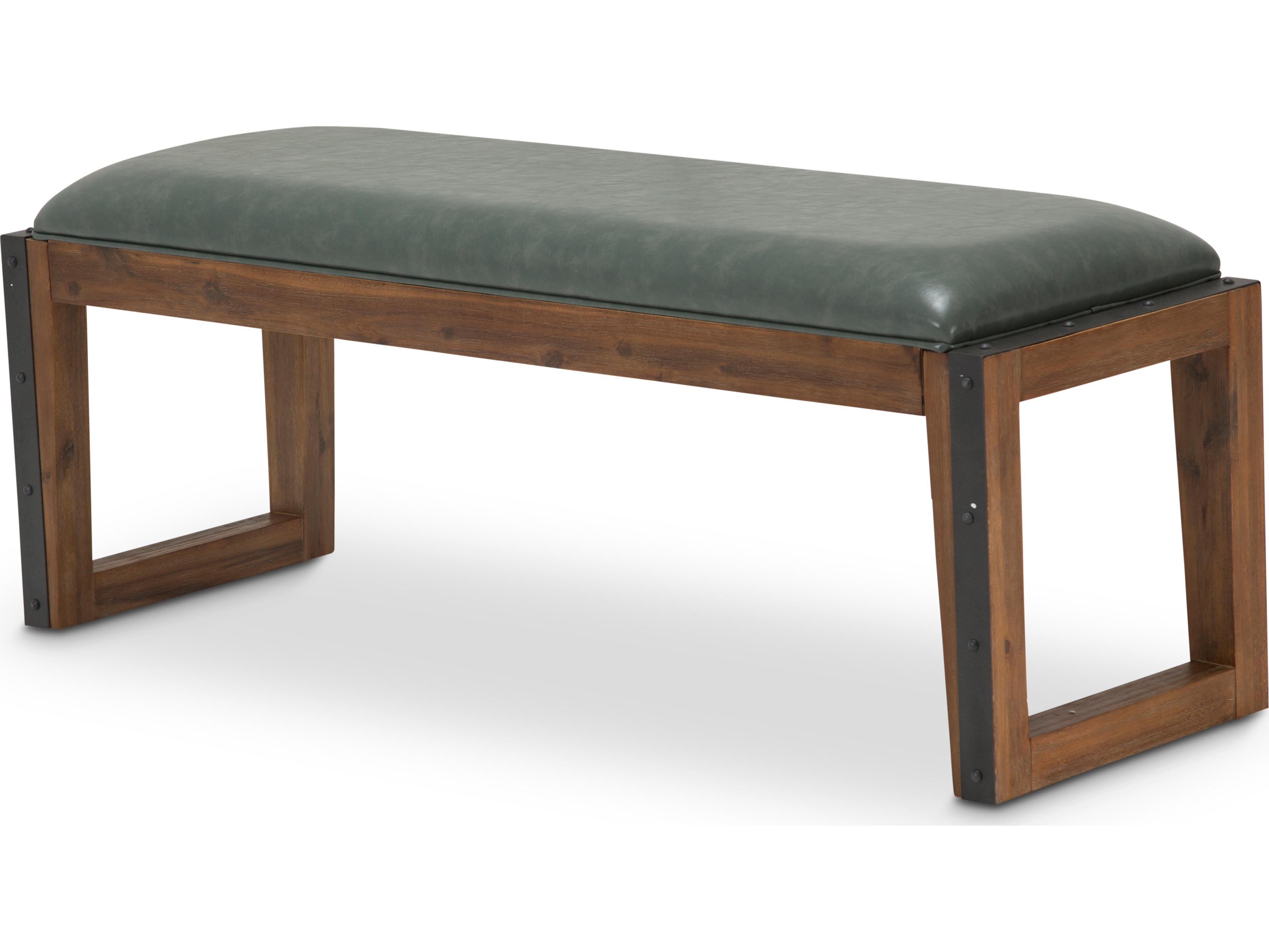 Michael Amini Brooklyn Walk Green Faux Leather Accent Bench