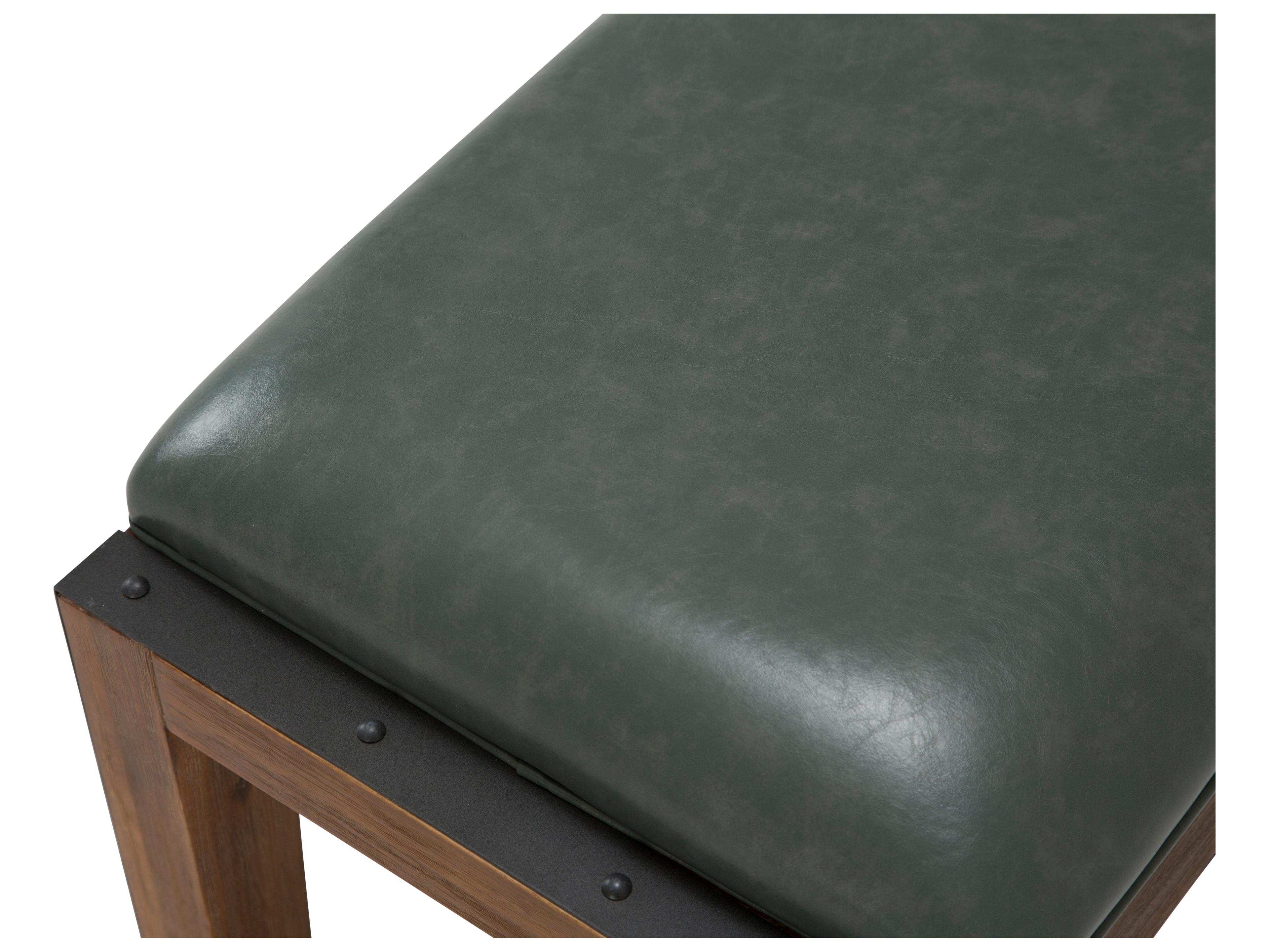 Michael Amini Brooklyn Walk Green Faux Leather Accent Bench