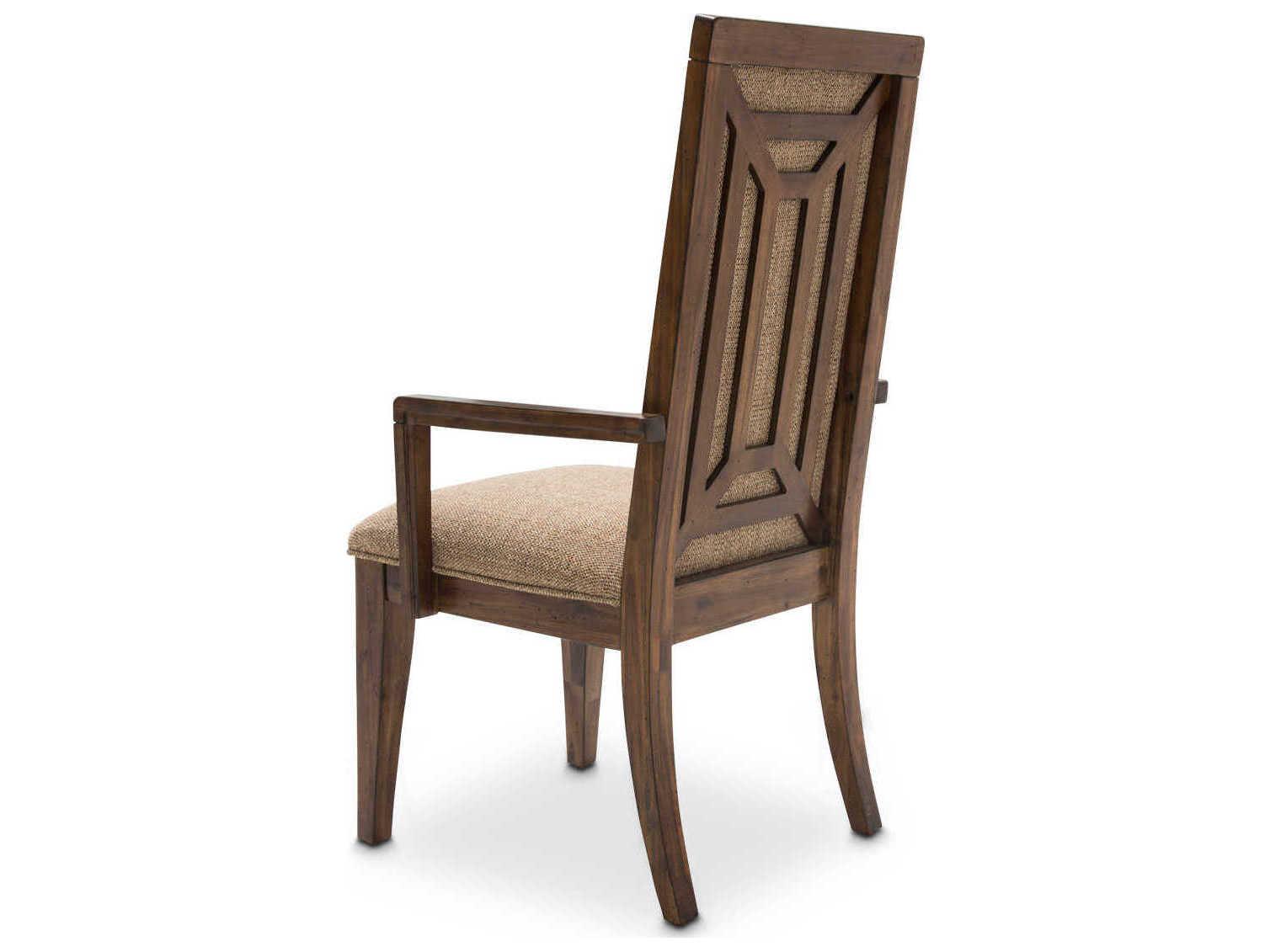 Michael Amini Carrollton Brown Upholstered Arm Dining Chair