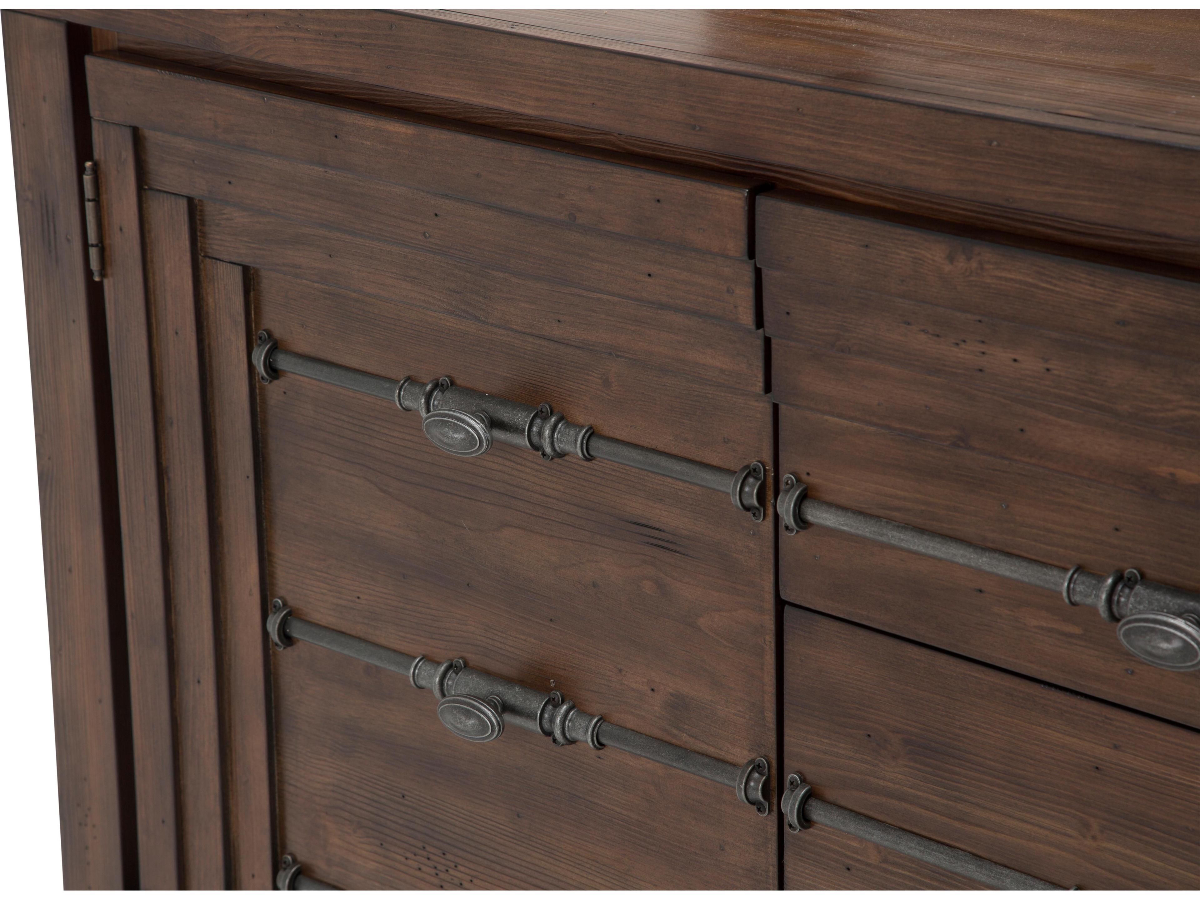 Michael Amini Carrollton 68" Spruce Wood Sideboard and Mirror Set