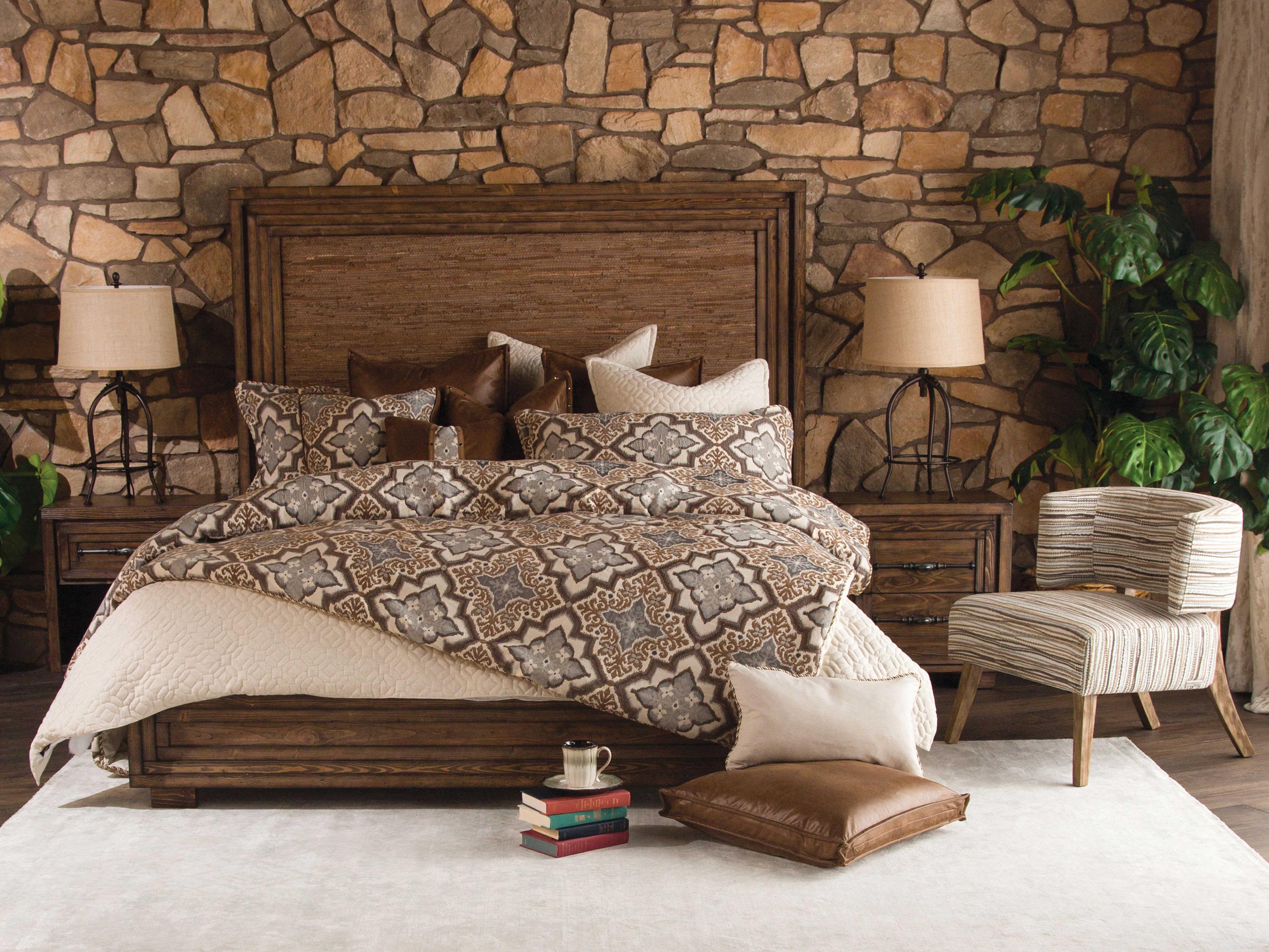 Michael Amini Carrollton 1-Drawer Brown Spruce Wood Nightstand