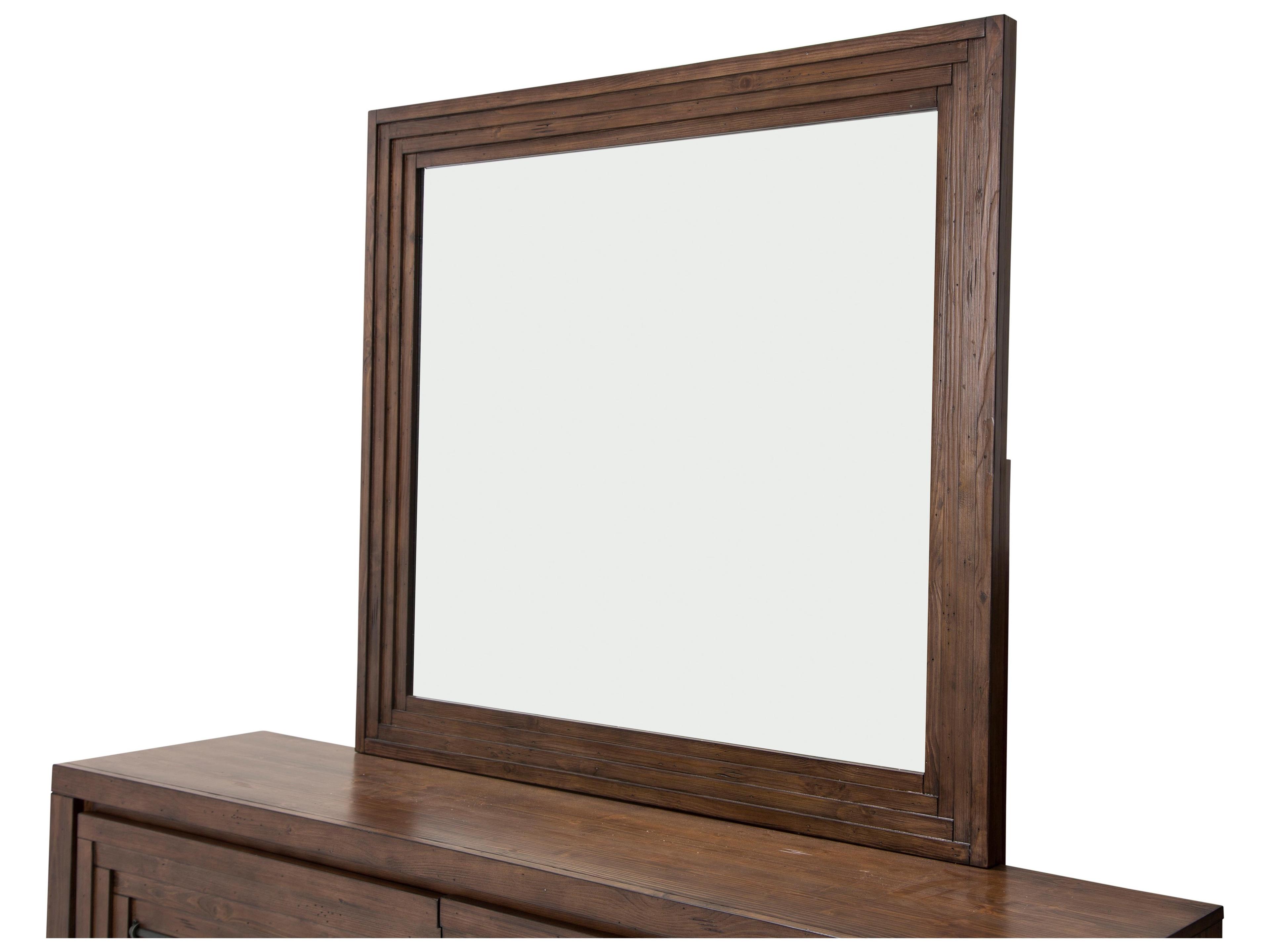 Michael Amini Carrollton Brown Spruce Wood Double Dresser and Mirror Set
