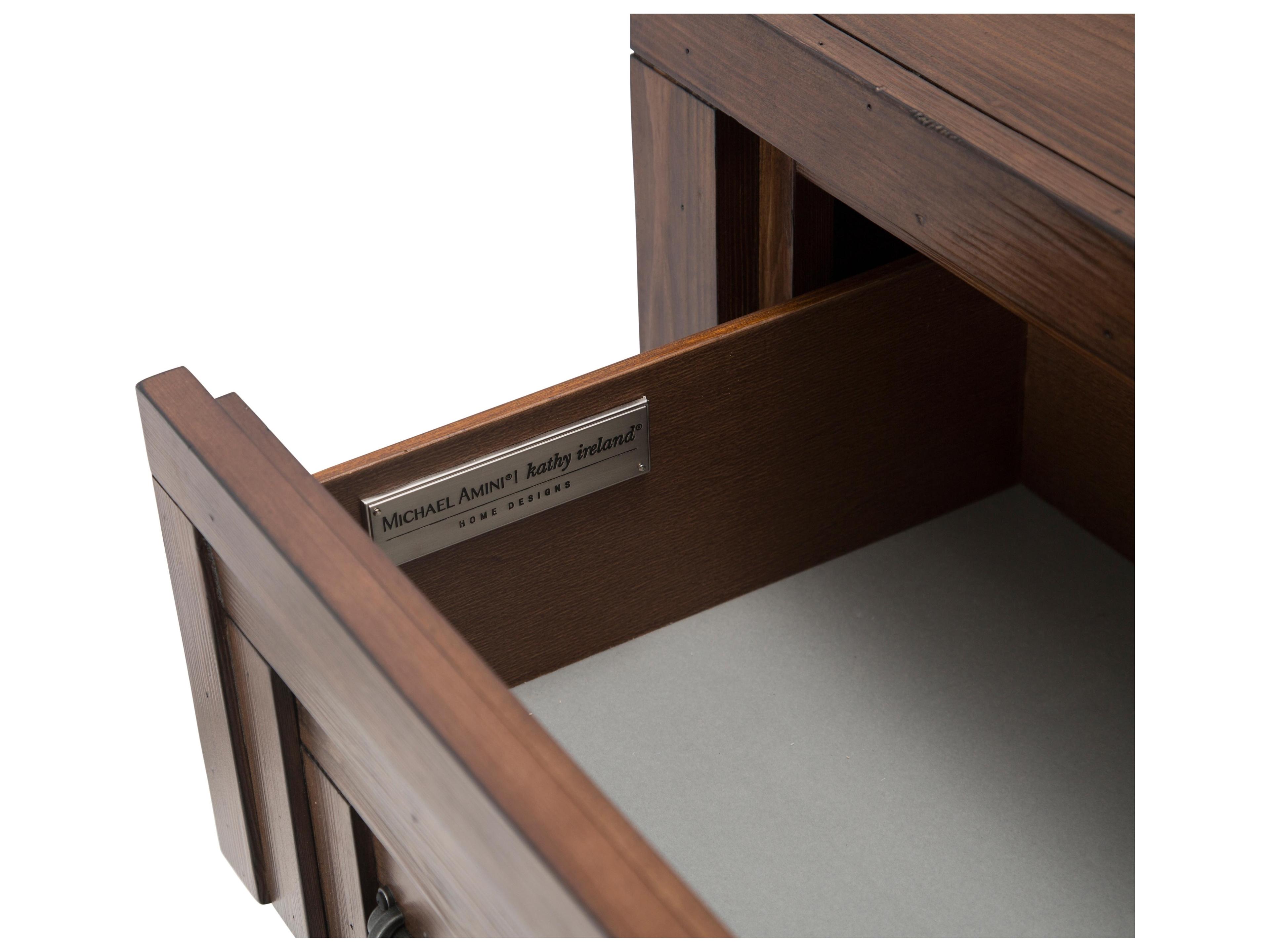 Michael Amini Carrollton Brown Spruce Wood Double Dresser and Mirror Set