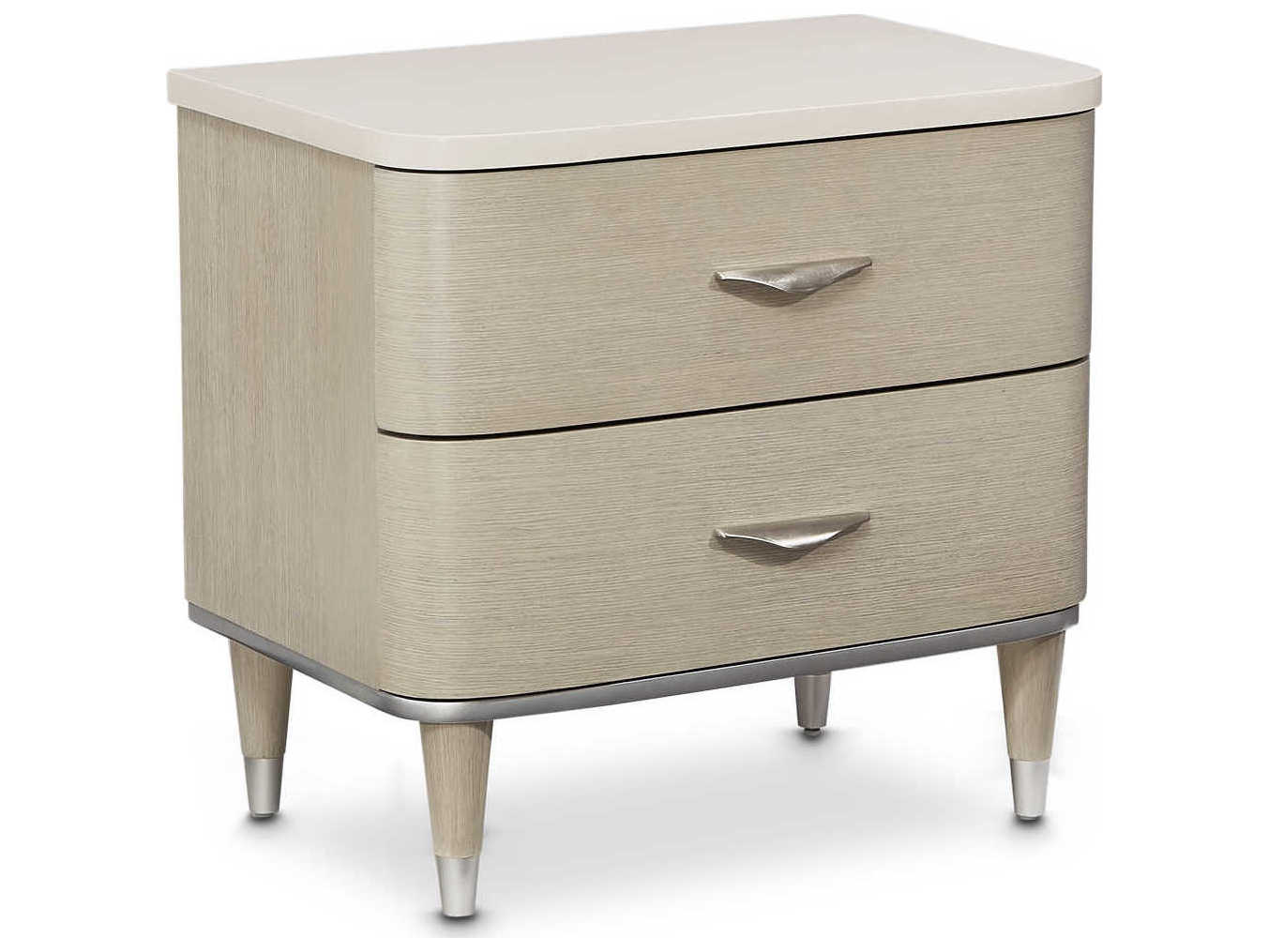 Luxecor Gilded 2-Drawers Gray Poplar Wood Nightstand