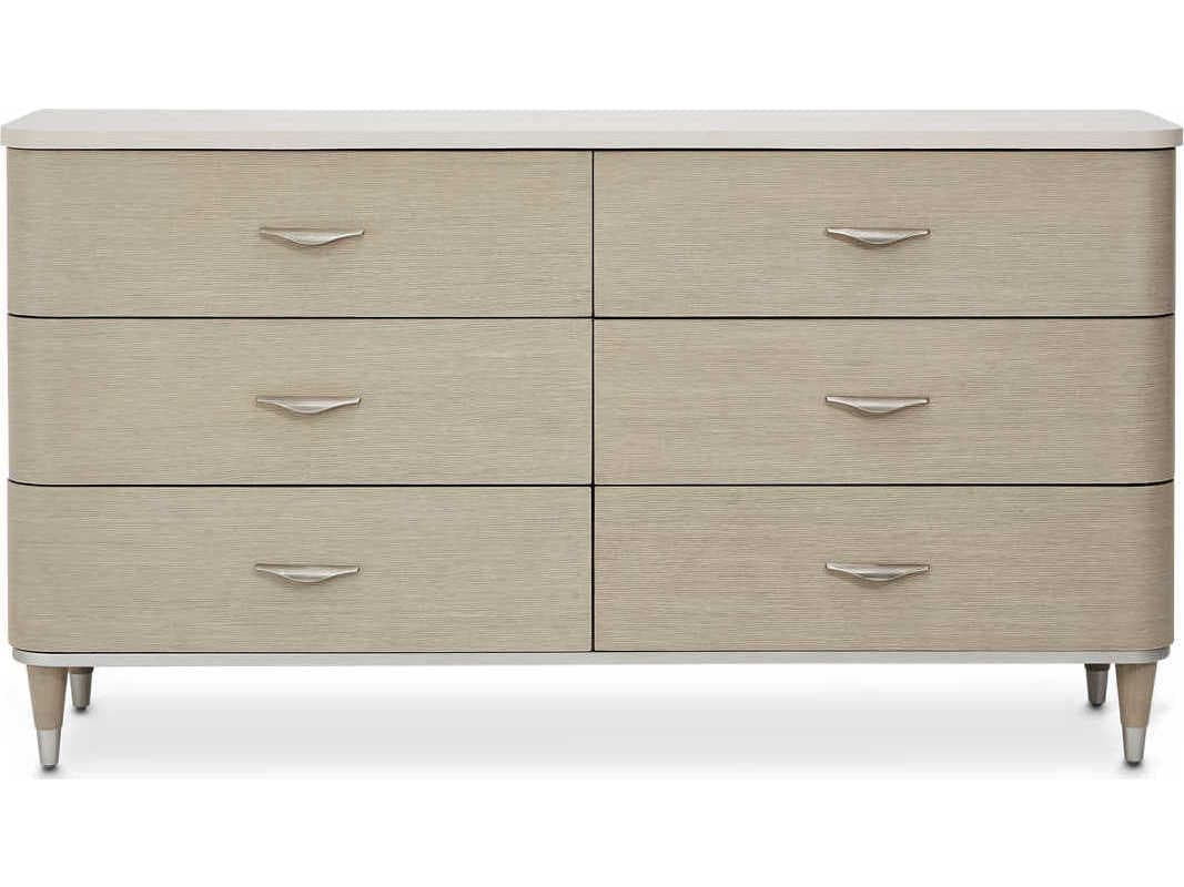Luxecor Gilded 6-Drawers Gray Poplar Wood Double Dresser