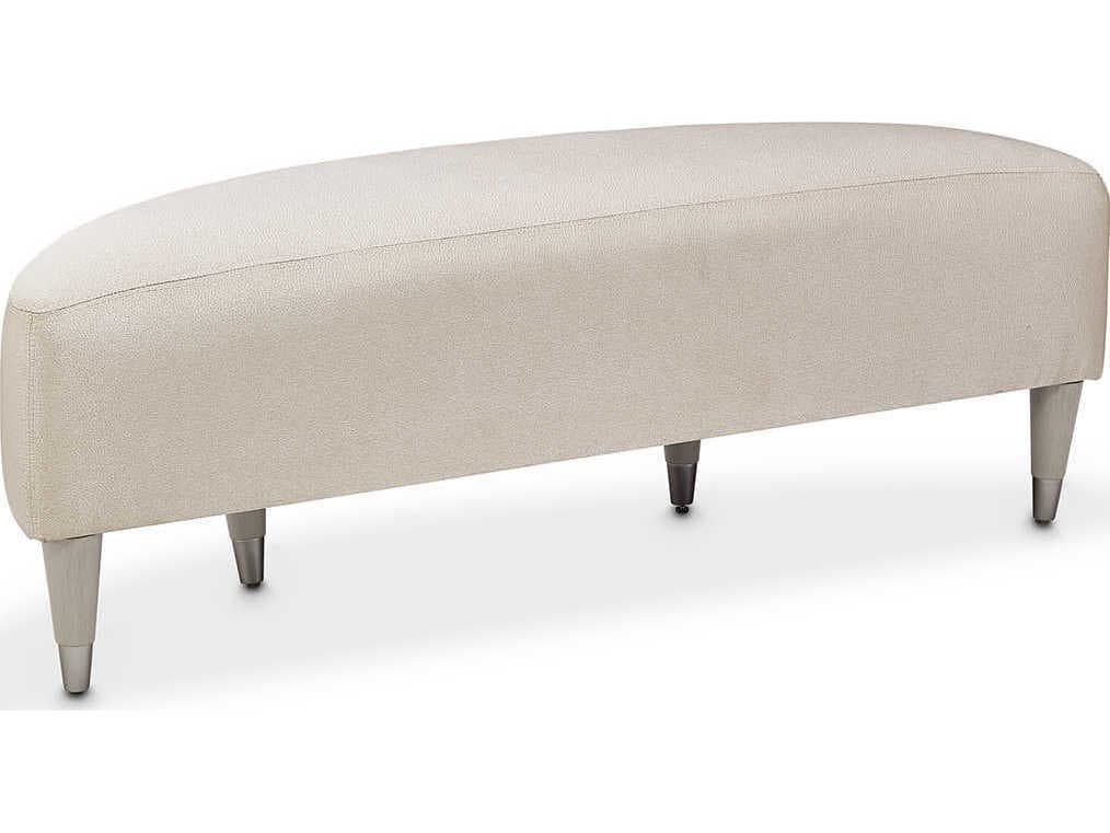 Luxecor Gilded Ivory White Upholstered Accent Bench