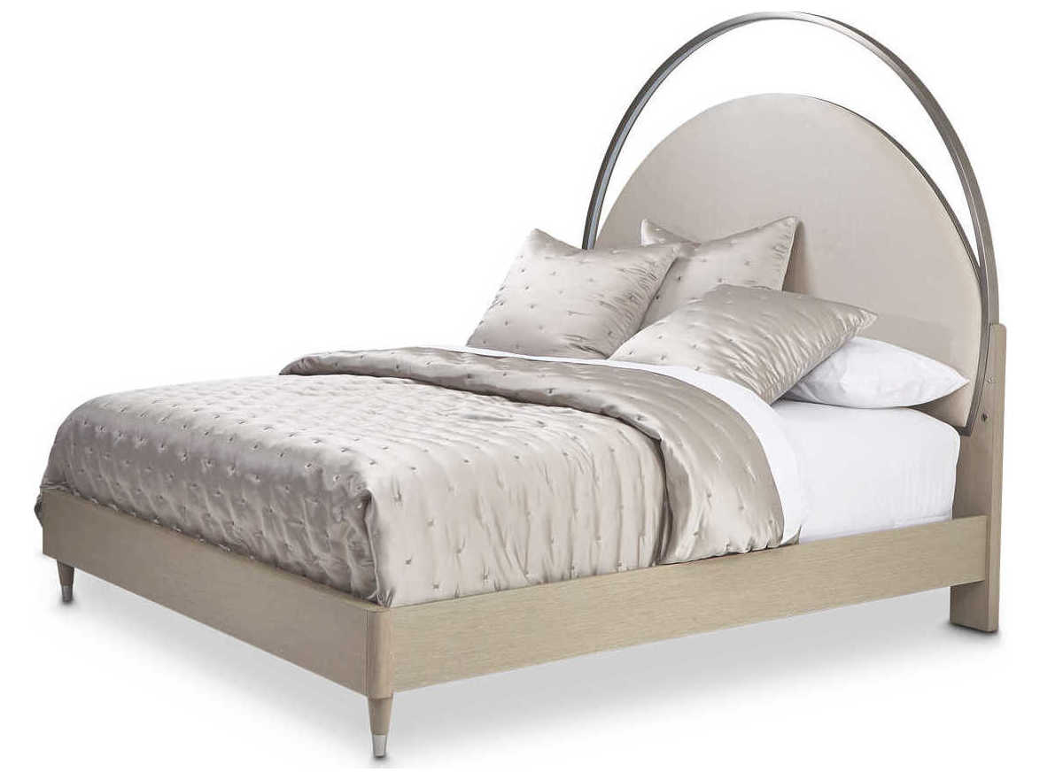 Michael Amini Eclipse Ivory White Poplar Wood Upholstered King Panel Bed