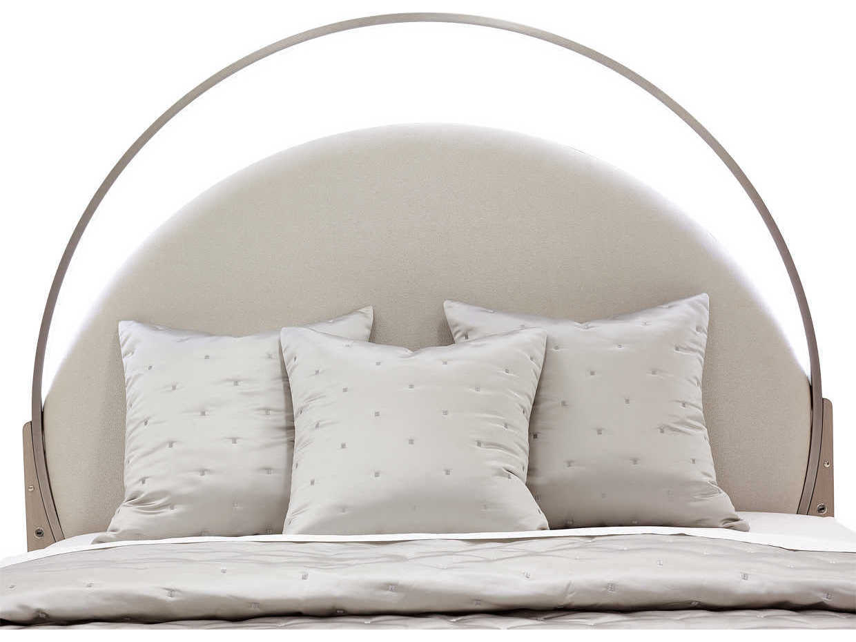 Michael Amini Eclipse Ivory White Poplar Wood Upholstered King Panel Bed