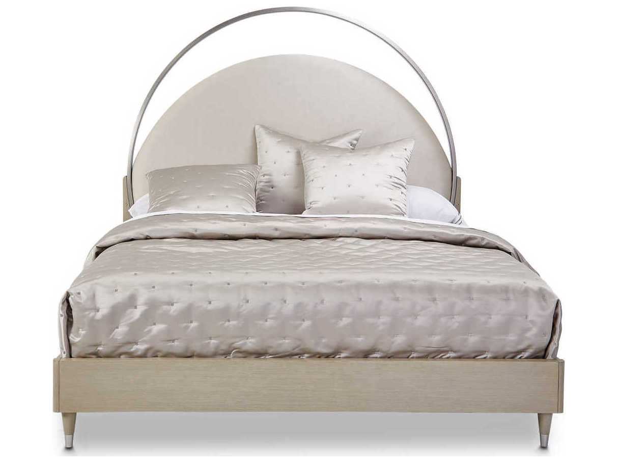 Luxecor Gilded Ivory White Poplar Wood Upholstered Queen Panel Bed