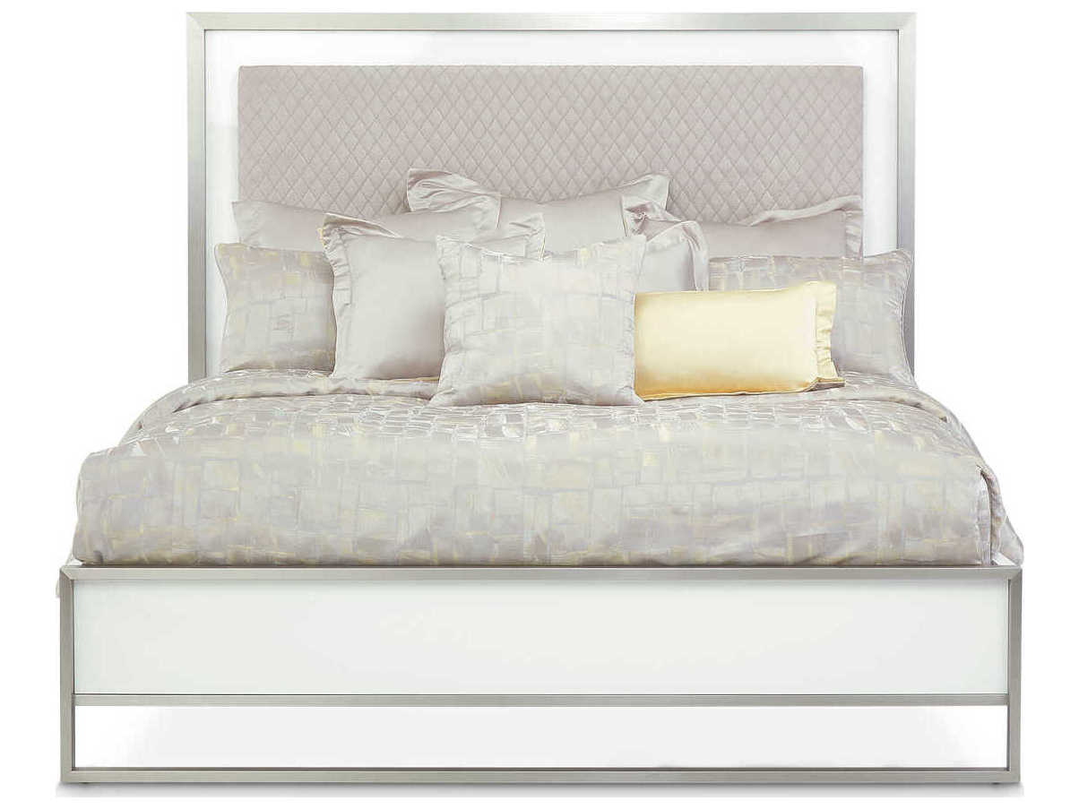 Michael Amini Marquee White Wood California King Panel Bed