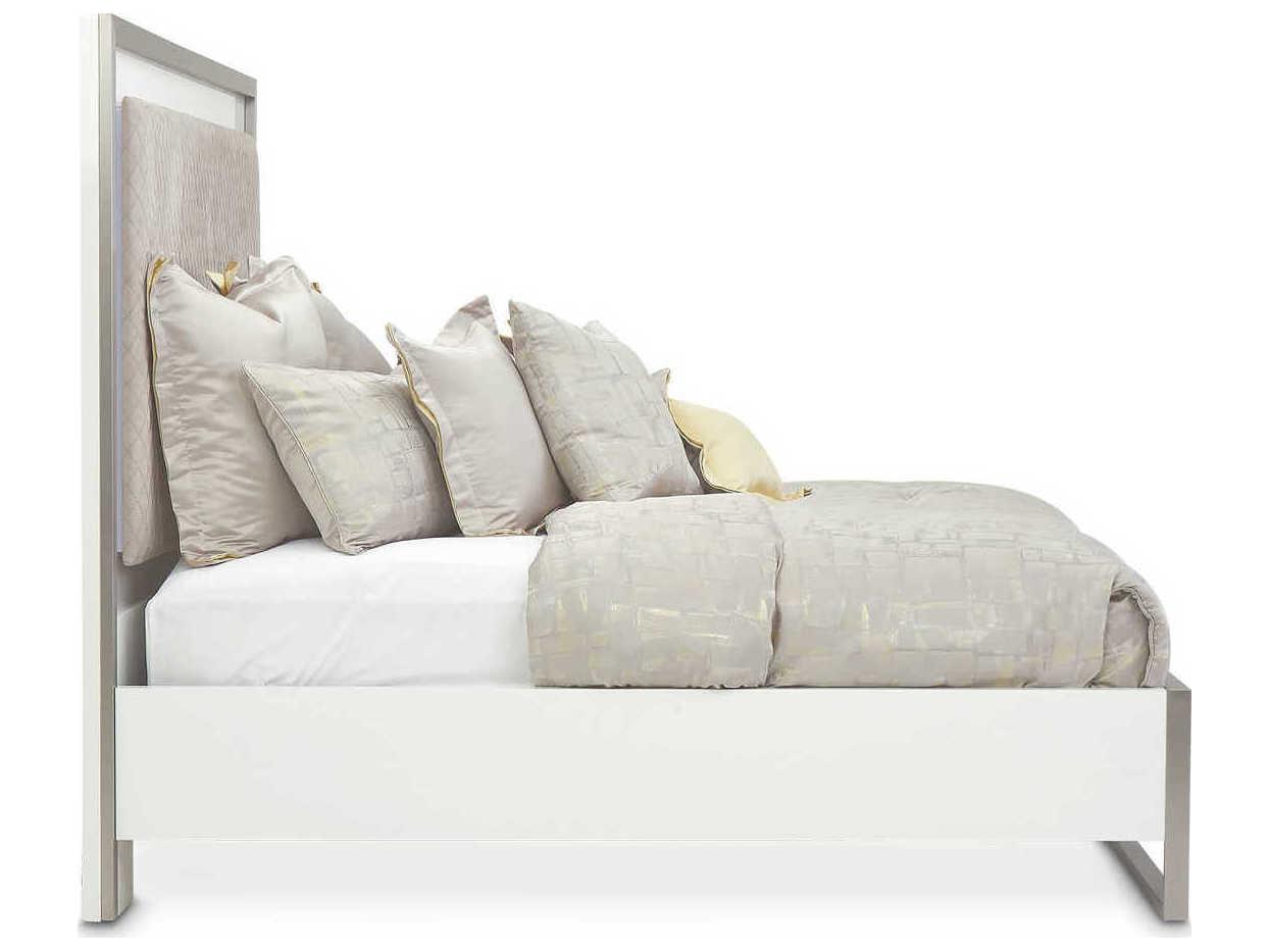 Michael Amini Marquee Cloud White Upholstered King Panel Bed