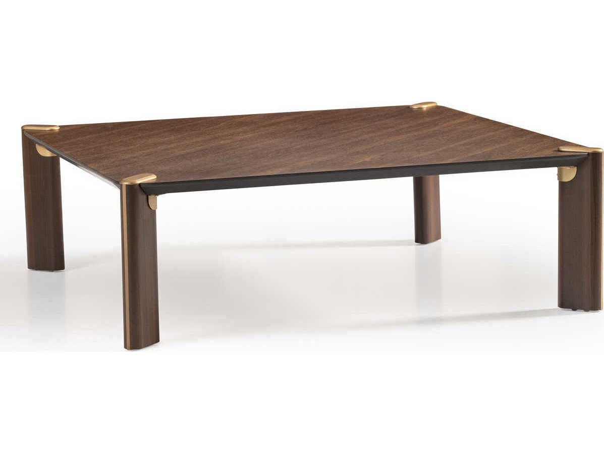Luxecor Gilded Square Wood Eggshell Walnut Cocktail Table