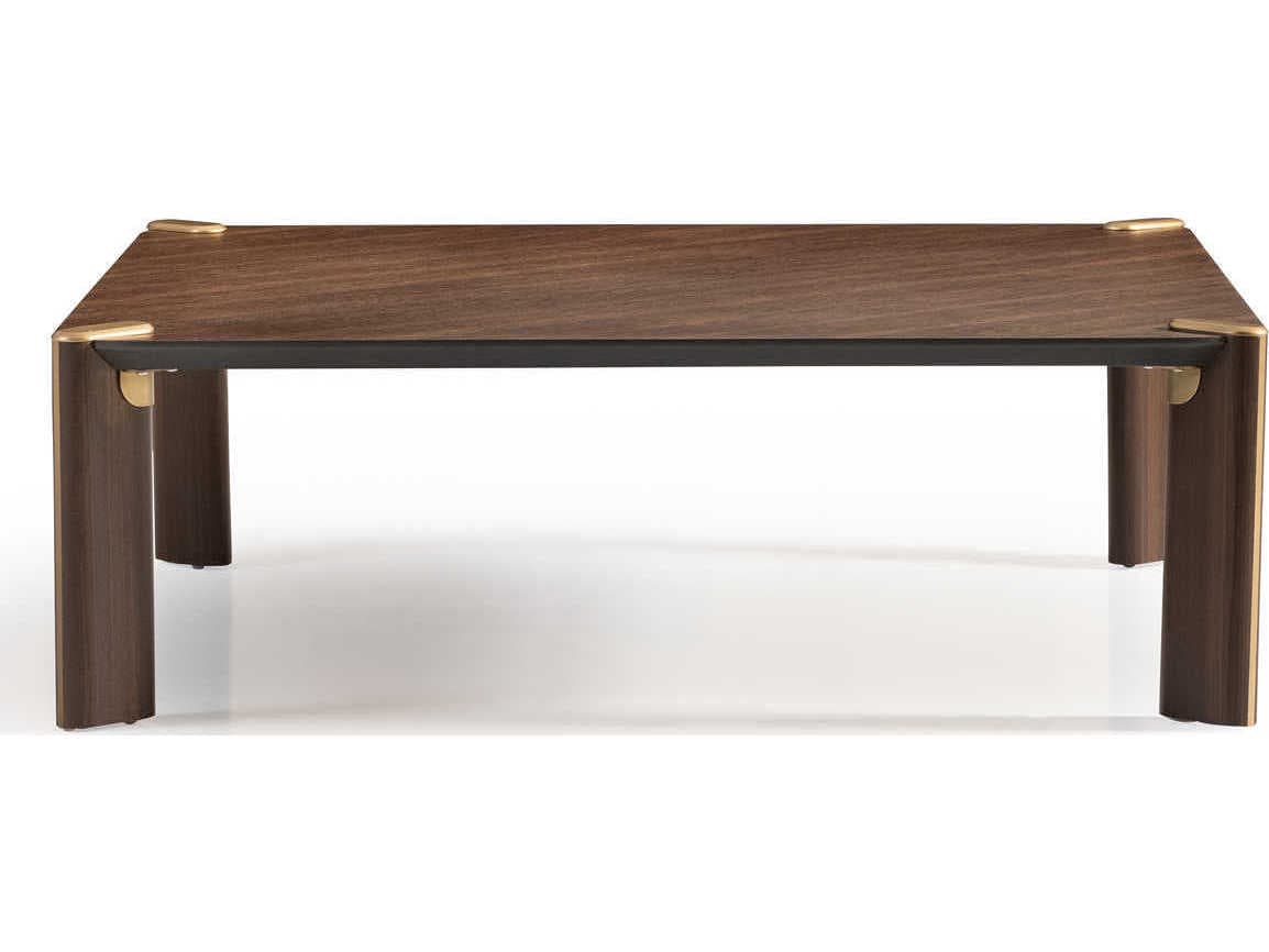 Luxecor Gilded Square Wood Eggshell Walnut Cocktail Table