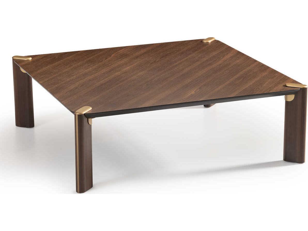 Luxecor Gilded Square Wood Eggshell Walnut Cocktail Table