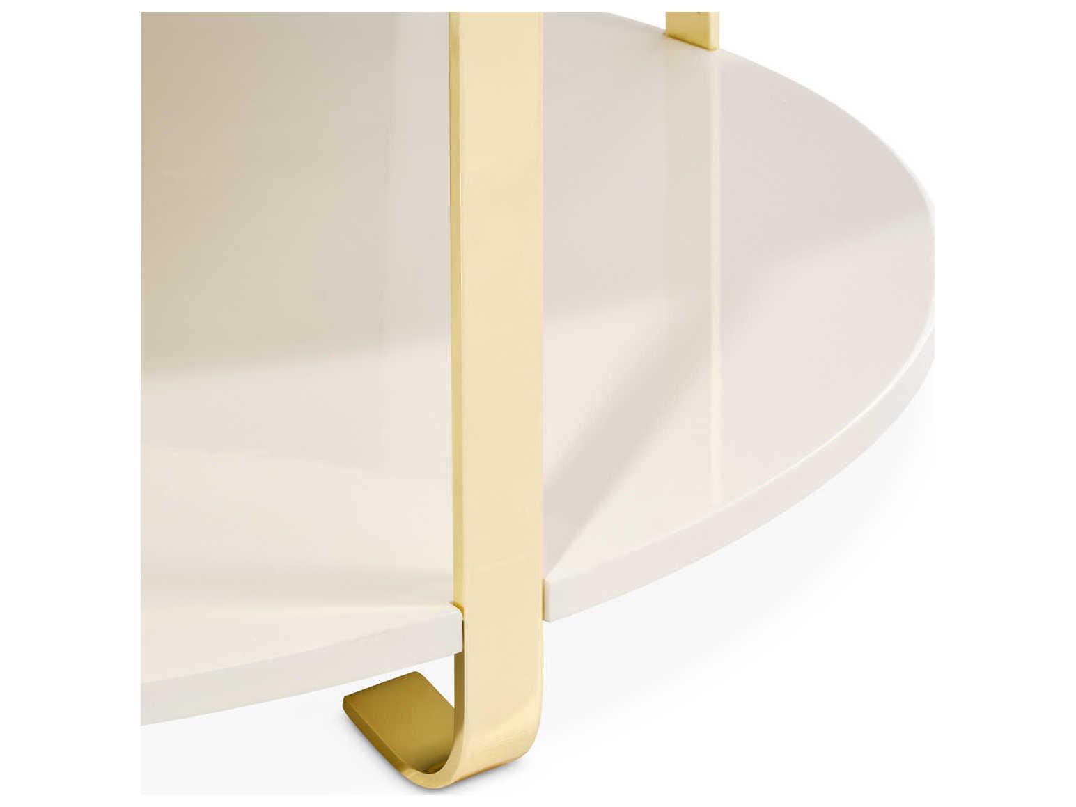 Michael Amini Ariana Round Faux Marble Gold Cocktail Table