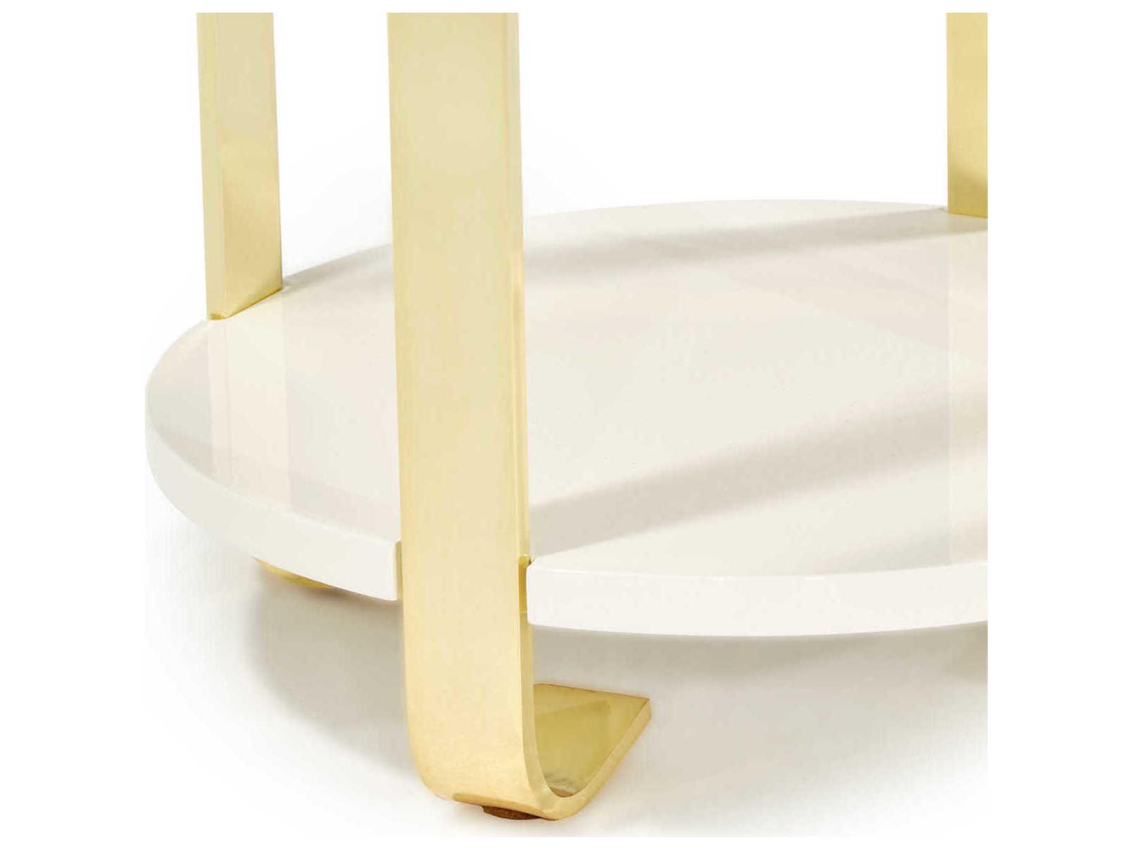 Michael Amini Ariana Round Faux Marble Gold End Table