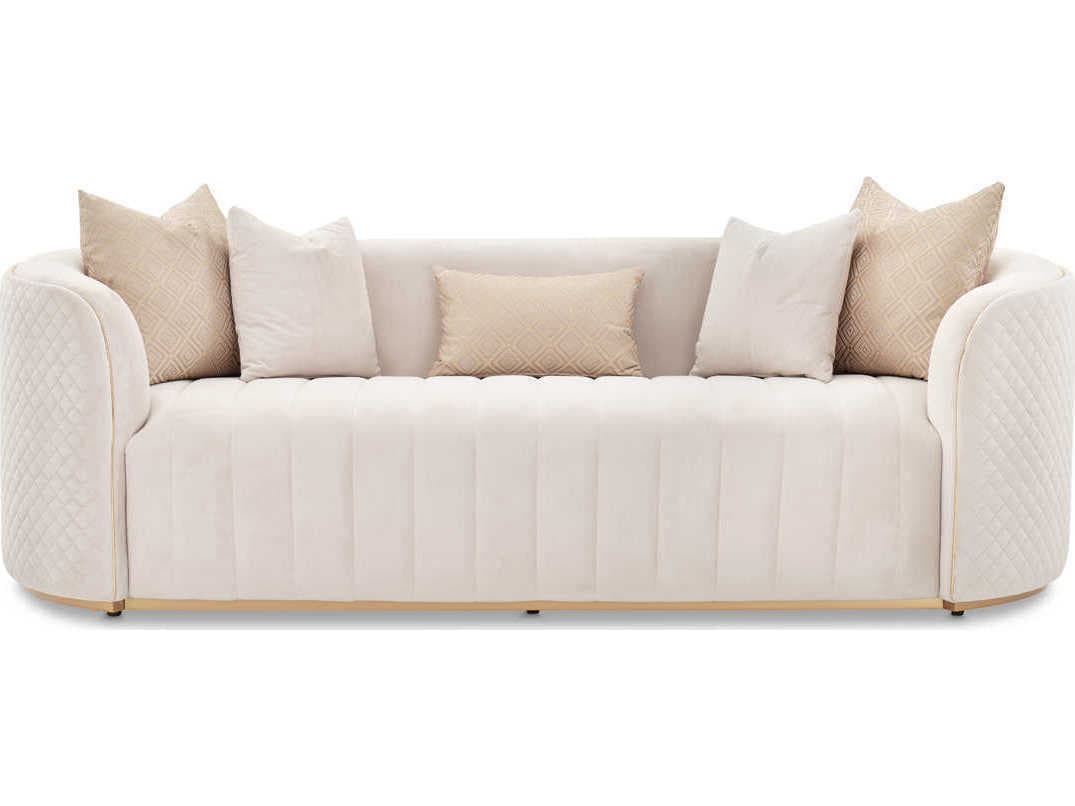 Michael Amini Ariana Beige Velvet Upholstered Sofa