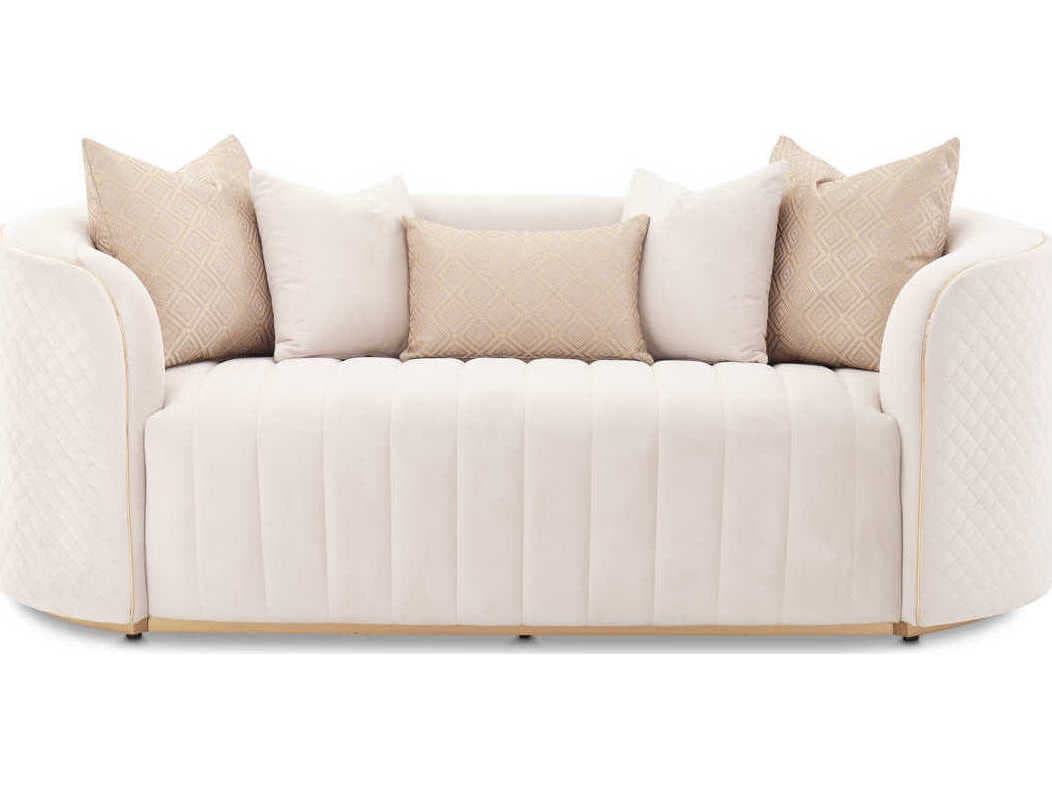 Michael Amini Ariana Beige Velvet Upholstered Loveseat
