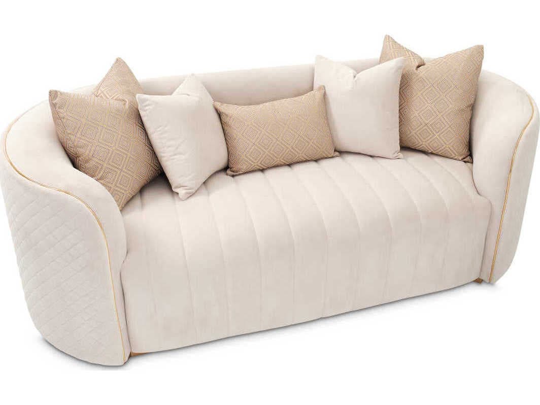 Michael Amini Ariana Beige Velvet Upholstered Loveseat