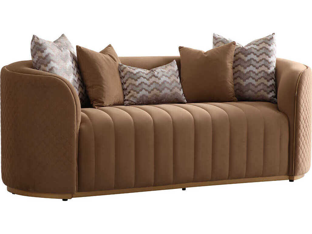 Michael Amini Ariana Gold Brown Velvet Upholstered Loveseat