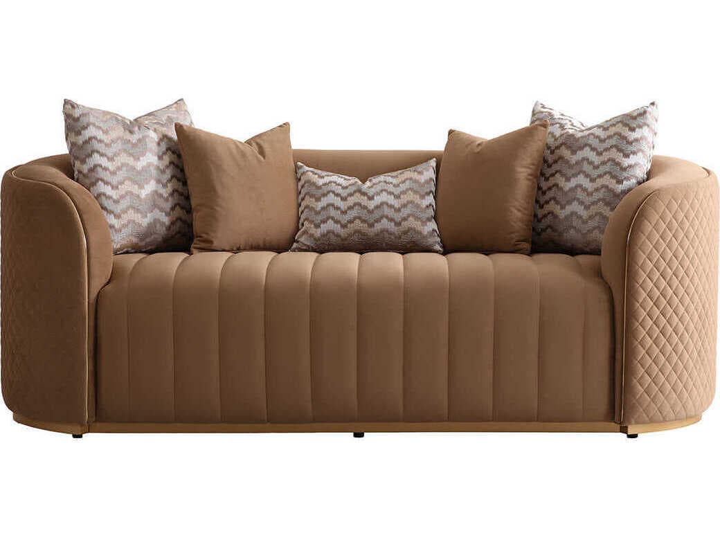 Michael Amini Ariana Gold Brown Velvet Upholstered Loveseat