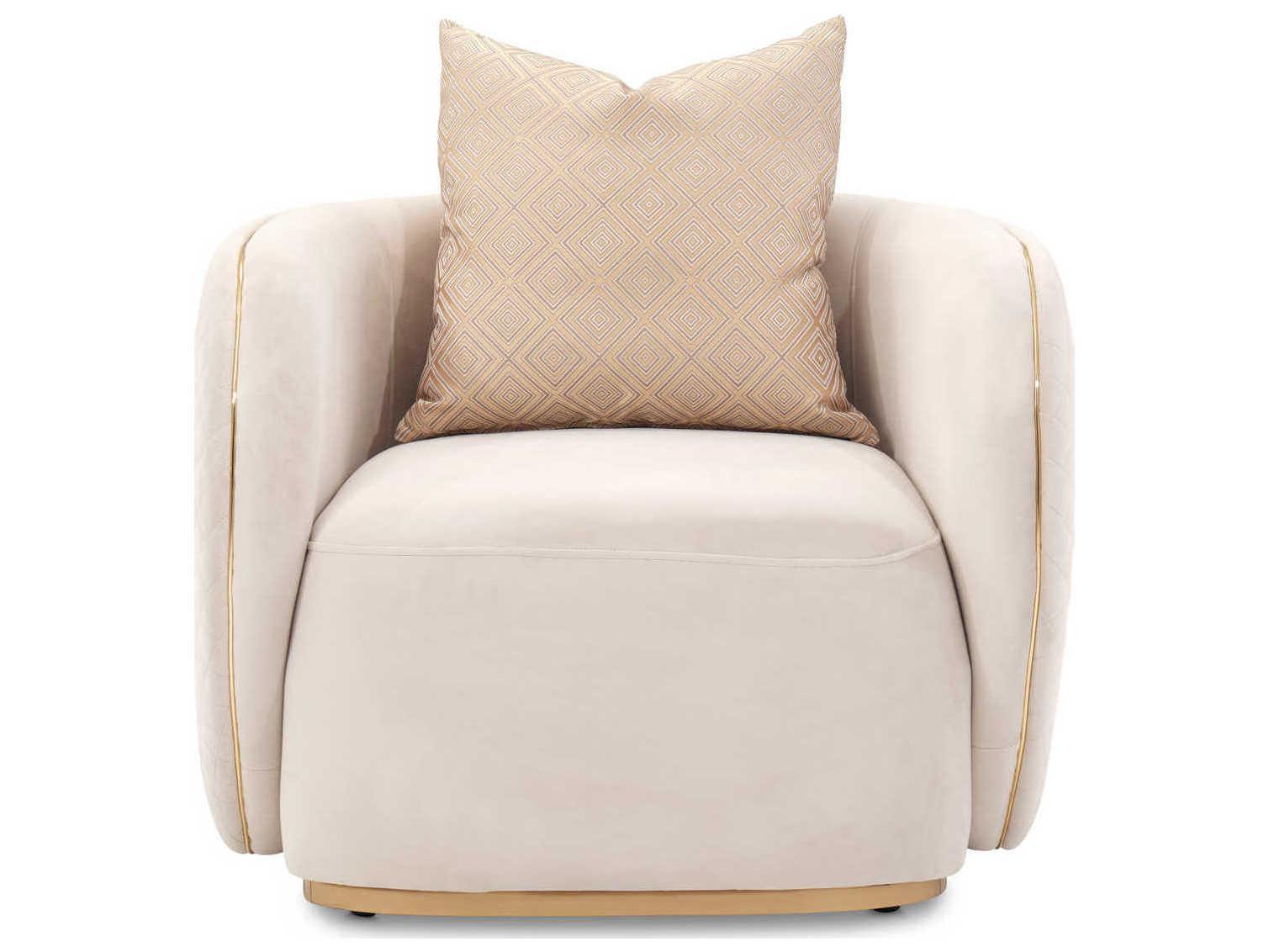 Michael Amini Ariana Beige Velvet Accent Chair
