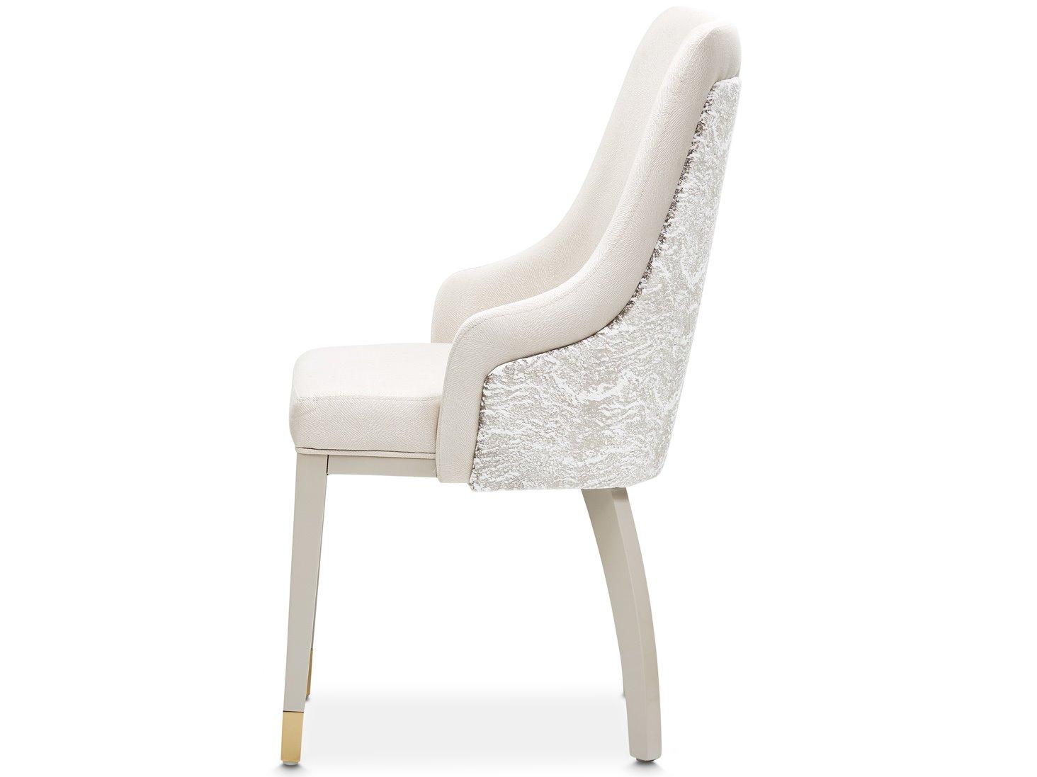 Michael Amini Carmela Beech Wood White Upholstered Arm Dining Chair
